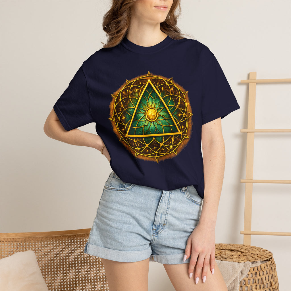 Mystic Sigil T-Shirt — Golden All-Seeing Eye & Esoteric Symbols Graphic Tee