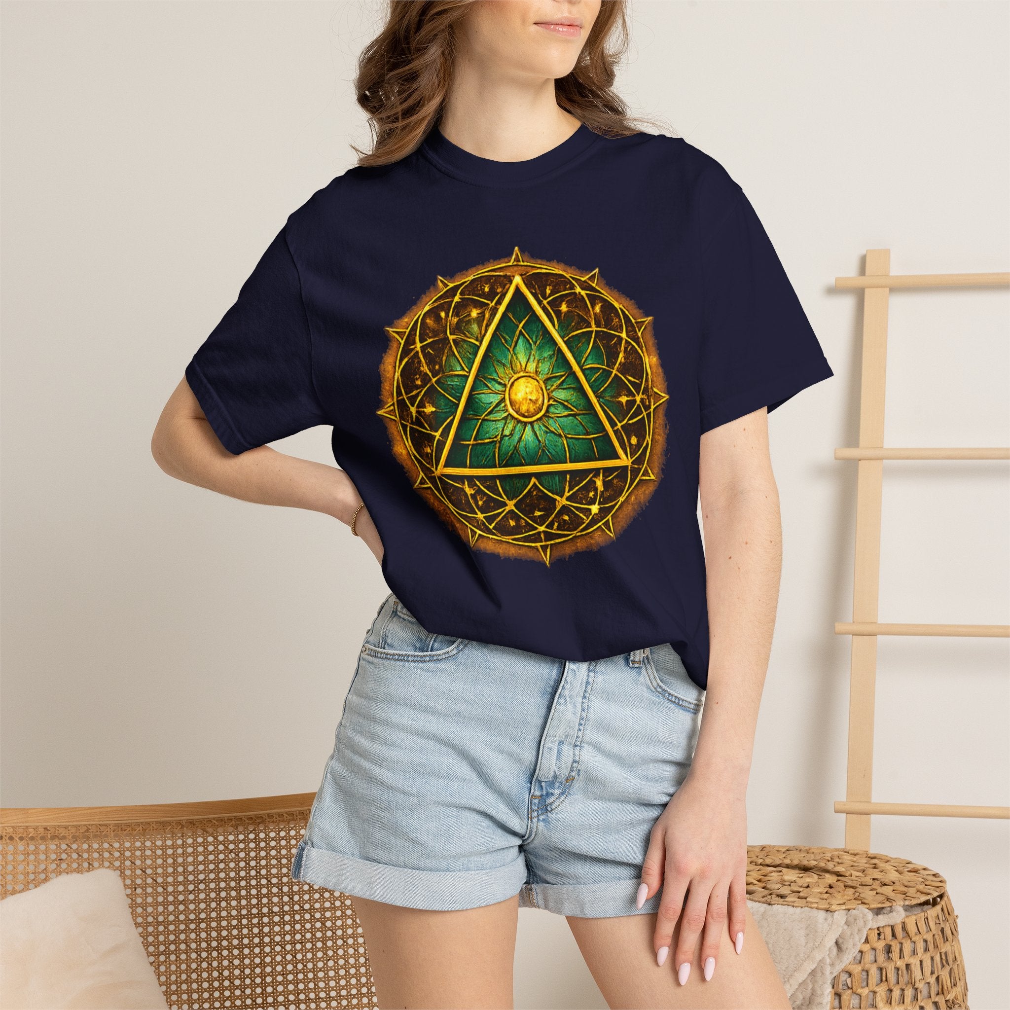Mystic Sigil T-Shirt — Golden All-Seeing Eye & Esoteric Symbols Graphic Tee