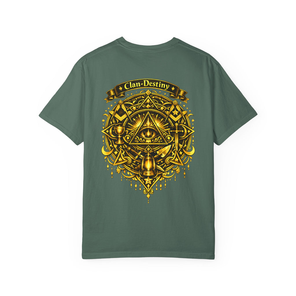 Mystic Eye T-Shirt — "Clan-Destiny" Gold Pyramid Graphic