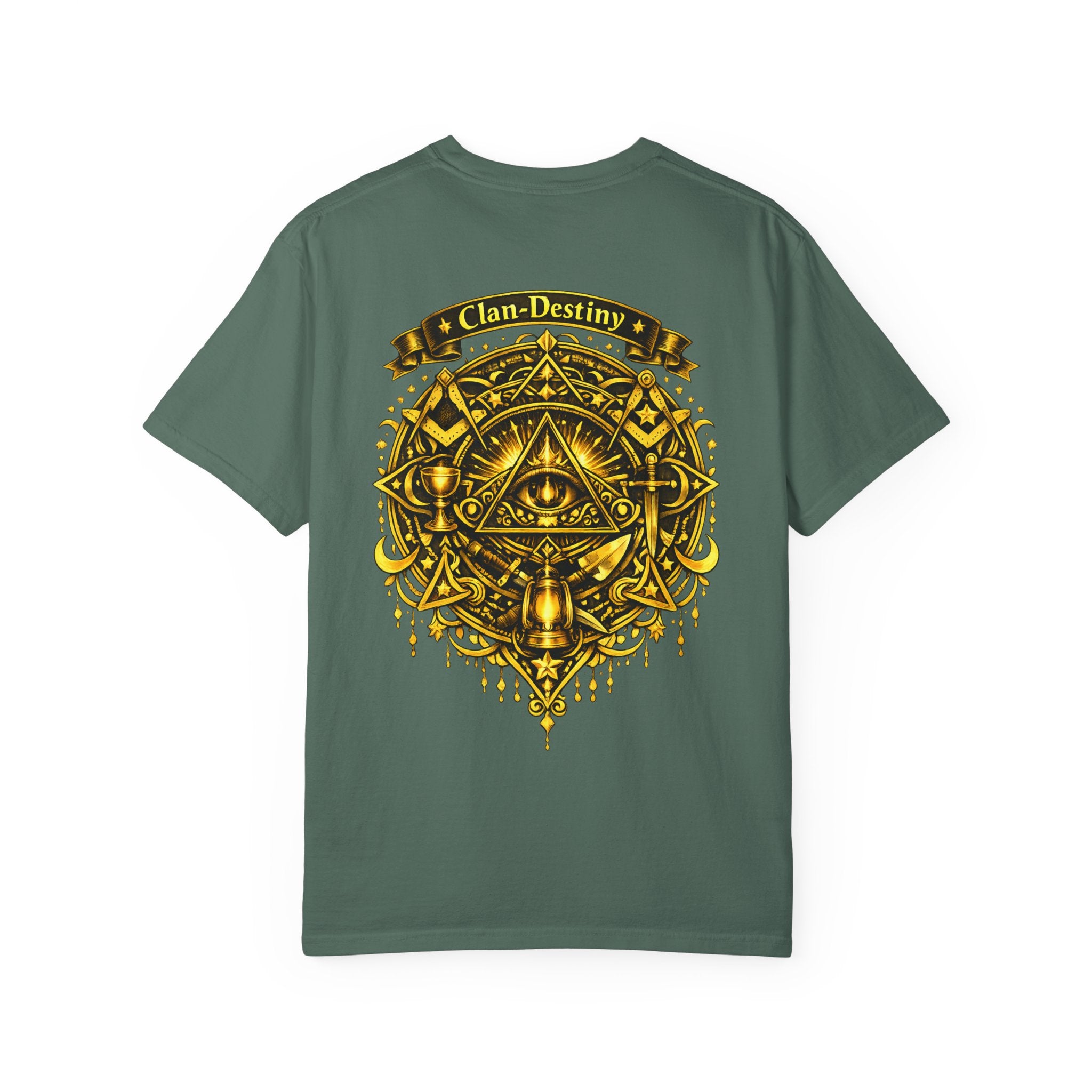 Mystic Eye T-Shirt — "Clan-Destiny" Gold Pyramid Graphic