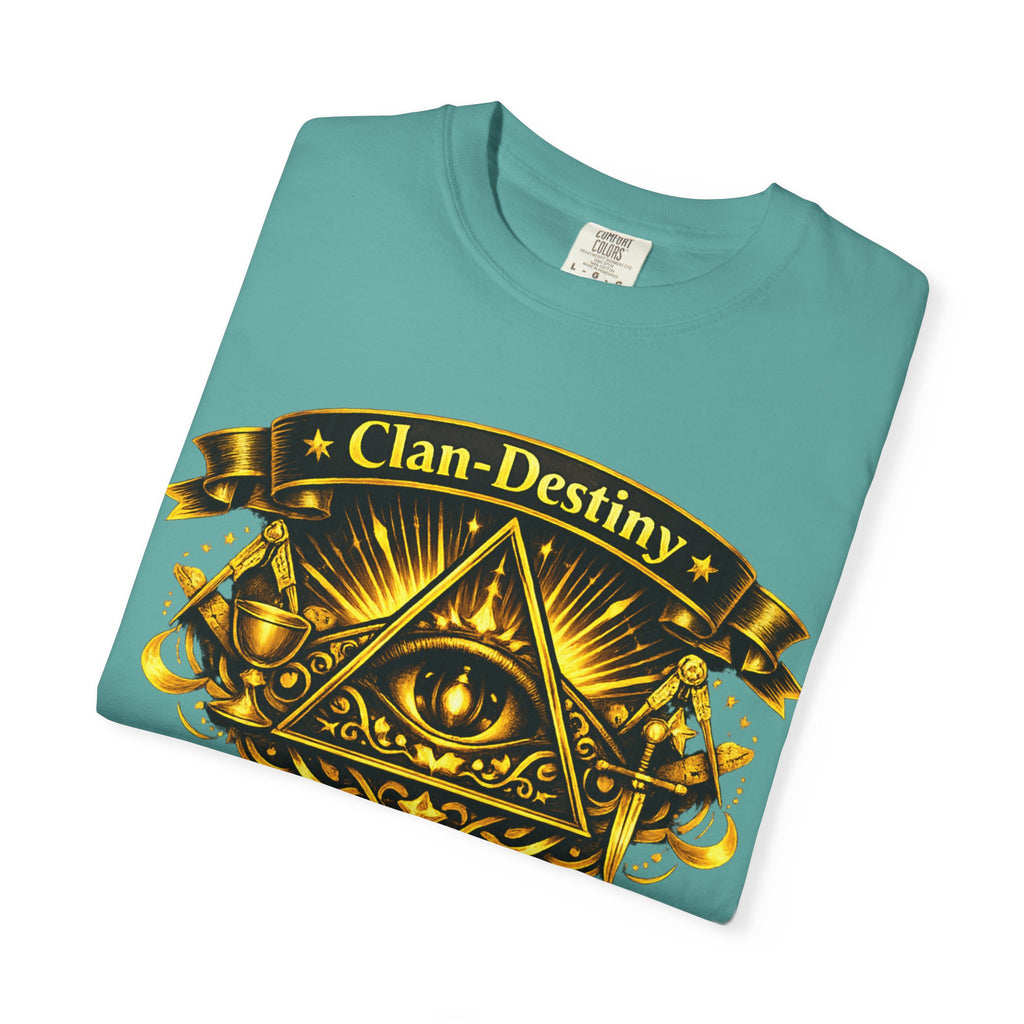 Mystic Eye T-Shirt — "Clan-Destiny" Gold Pyramid Graphic