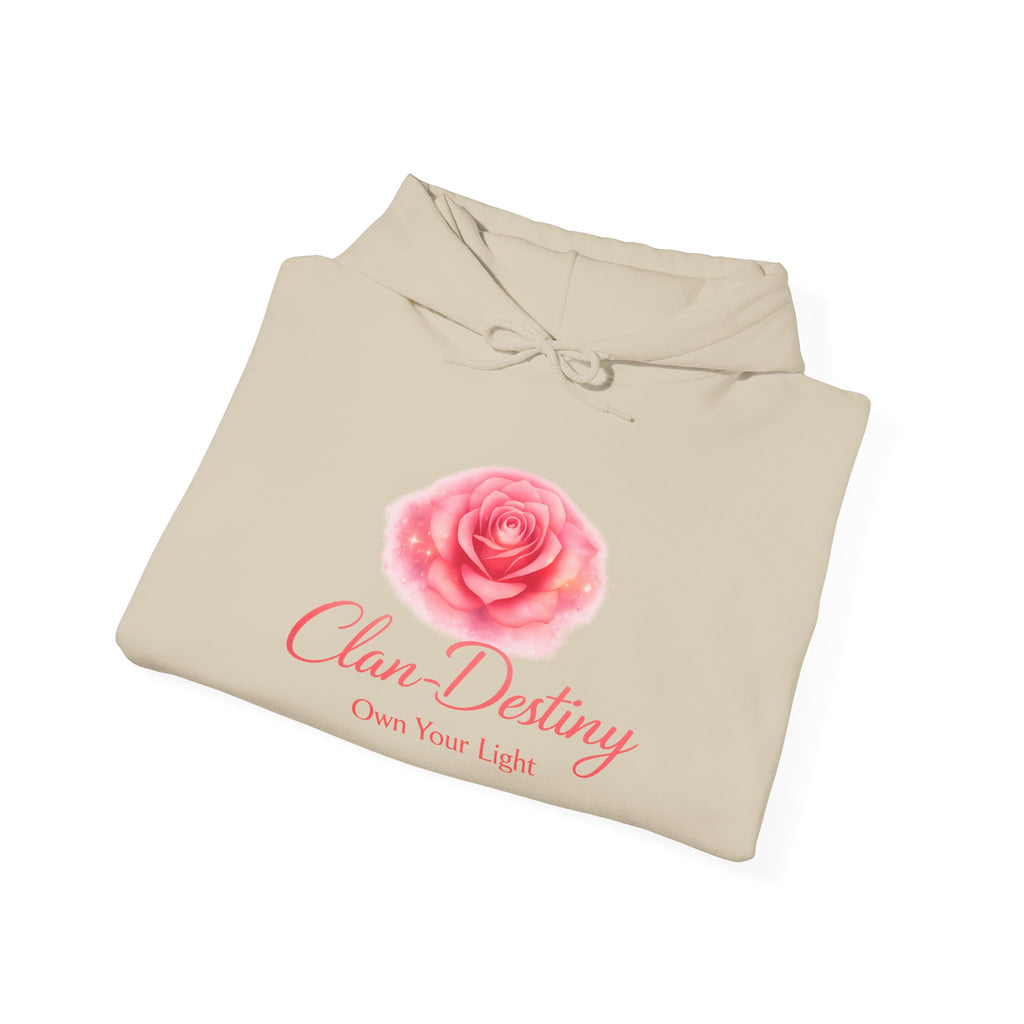 Clan Destiny Floral Rose Hoodie — "Own Your Light" Inspirational Pullover