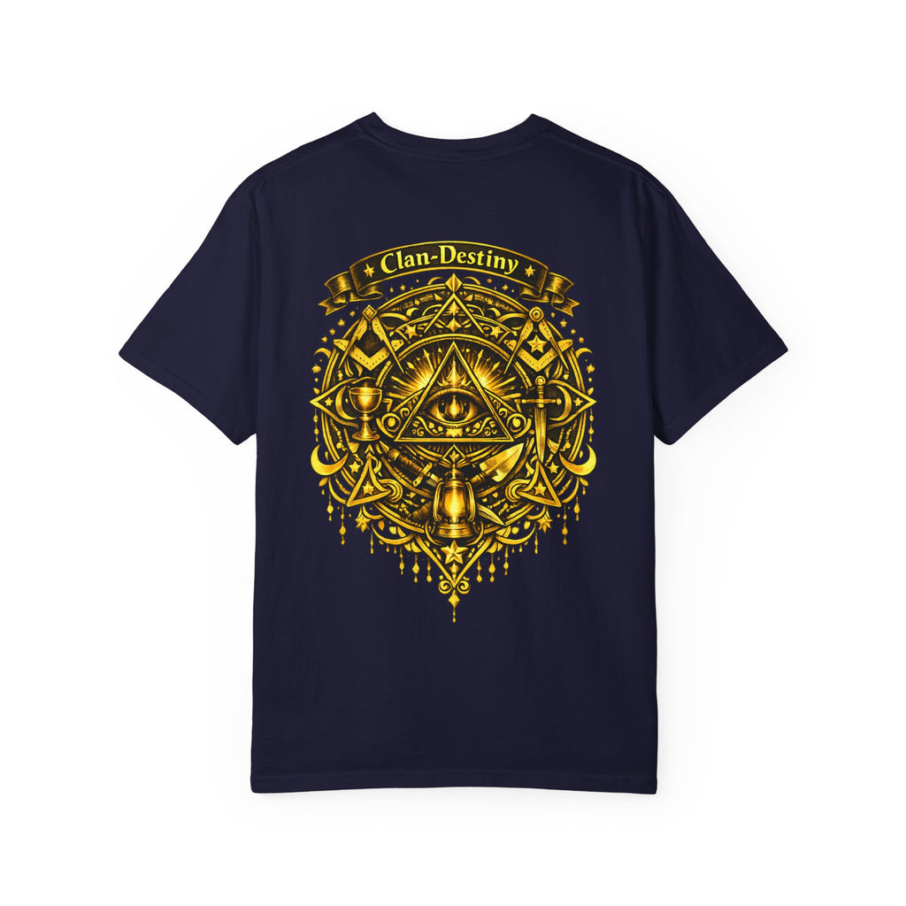 Mystic Eye T-Shirt — "Clan-Destiny" Gold Pyramid Graphic