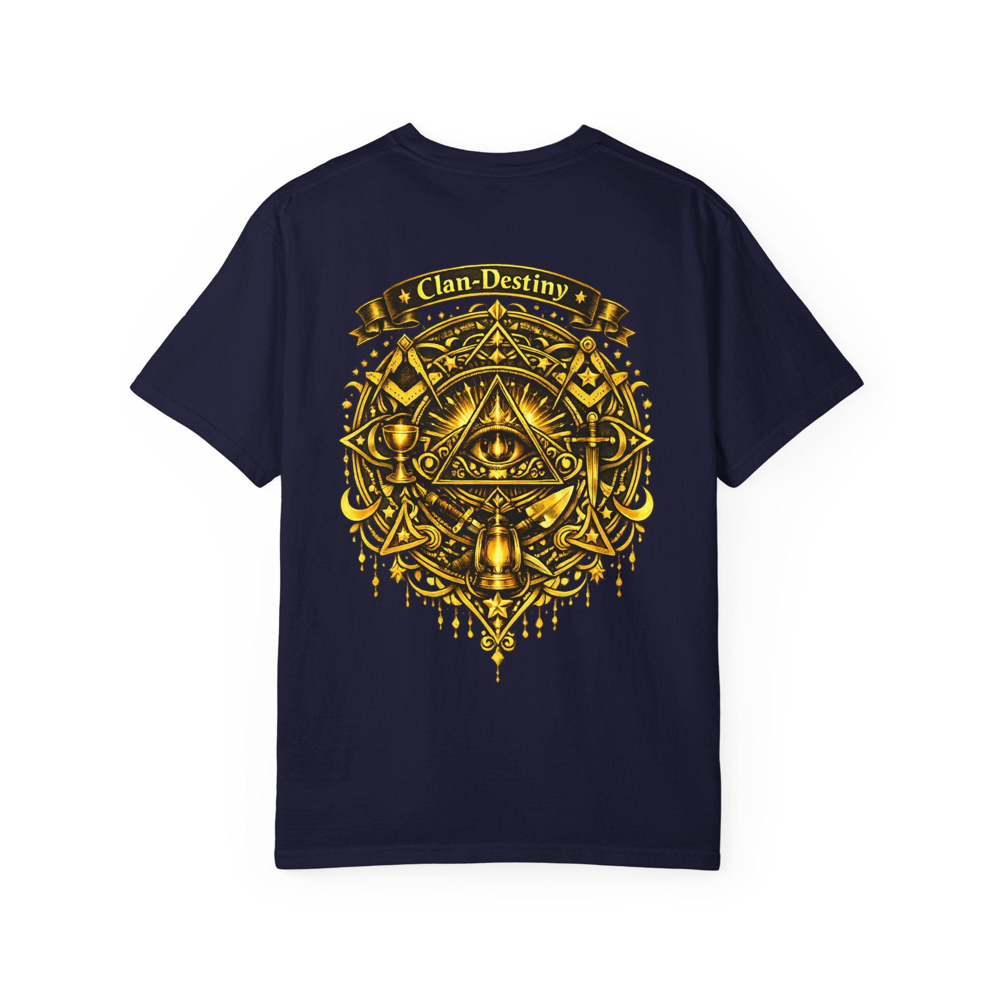 Mystic Eye T-Shirt — "Clan-Destiny" Gold Pyramid Graphic