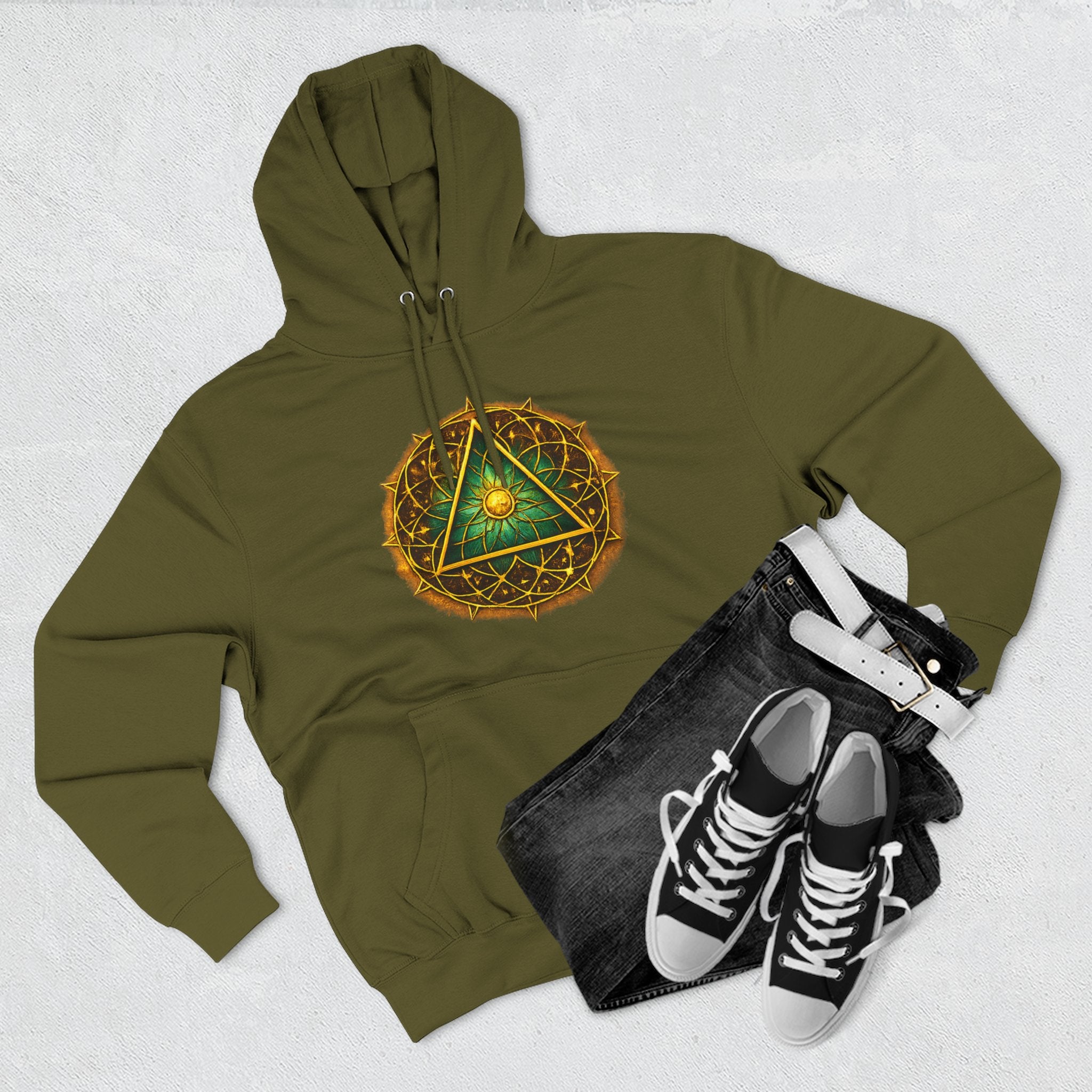 Occult Triangle Hoodie — Mystical All-Seeing Eye Fleece Pullover