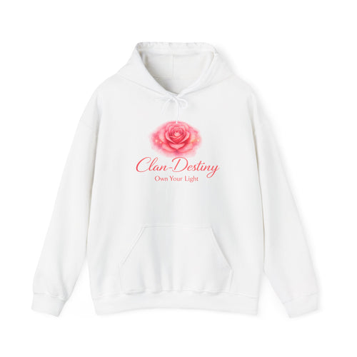 Clan Destiny Floral Rose Hoodie — "Own Your Light" Inspirational Pullover
