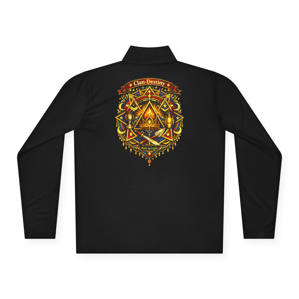 Ember Sigil Quarter-Zip Pullover — Fantasy Crest Backprint & Chest Emblem