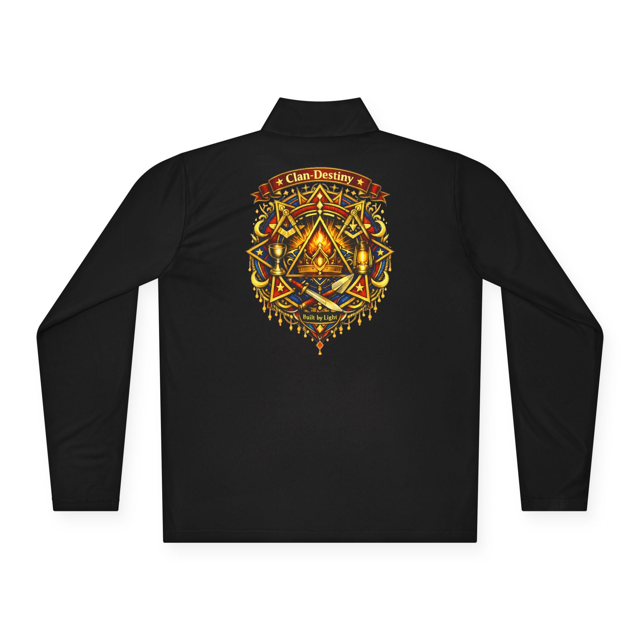 Ember Sigil Quarter-Zip Pullover — Fantasy Crest Backprint & Chest Emblem
