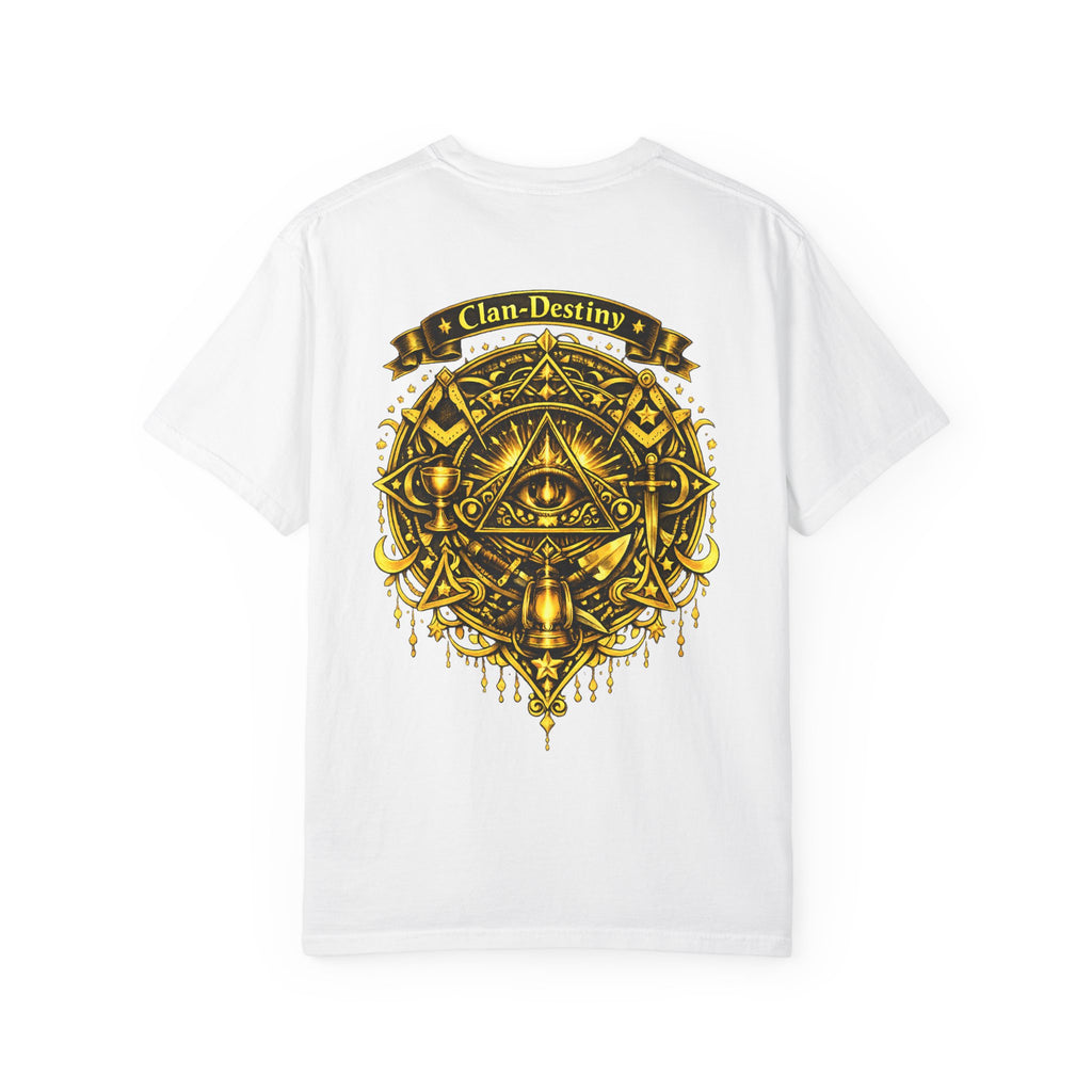 Mystic Eye T-Shirt — "Clan-Destiny" Gold Pyramid Graphic