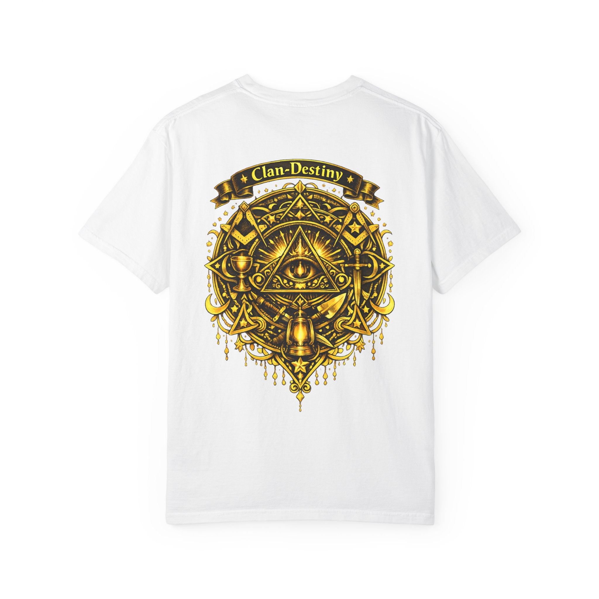 Mystic Eye T-Shirt — "Clan-Destiny" Gold Pyramid Graphic