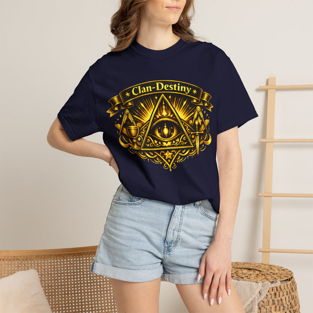 Mystic Eye T-Shirt — "Clan-Destiny" Gold Pyramid Graphic
