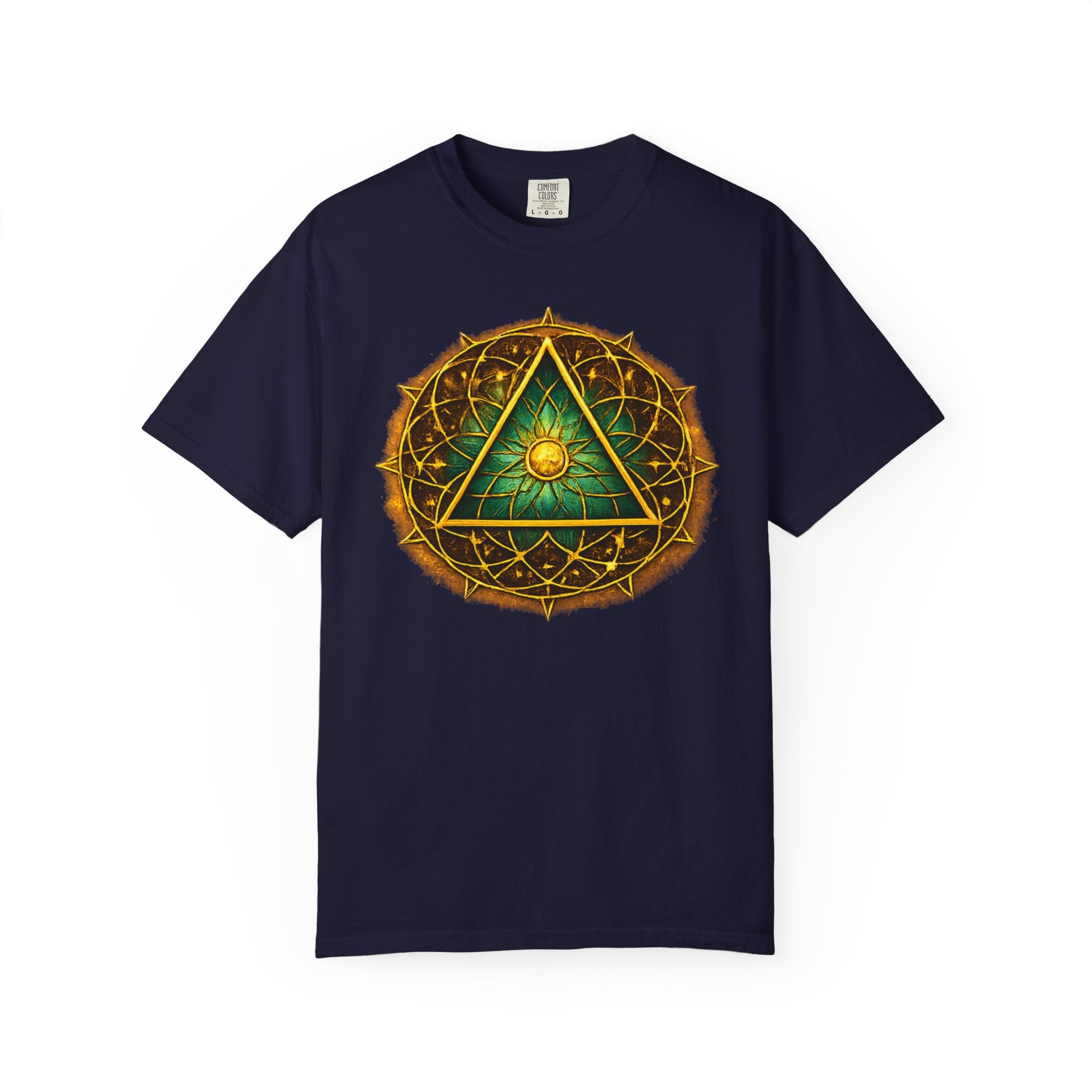 Mystic Sigil T-Shirt — Golden All-Seeing Eye & Esoteric Symbols Graphic Tee