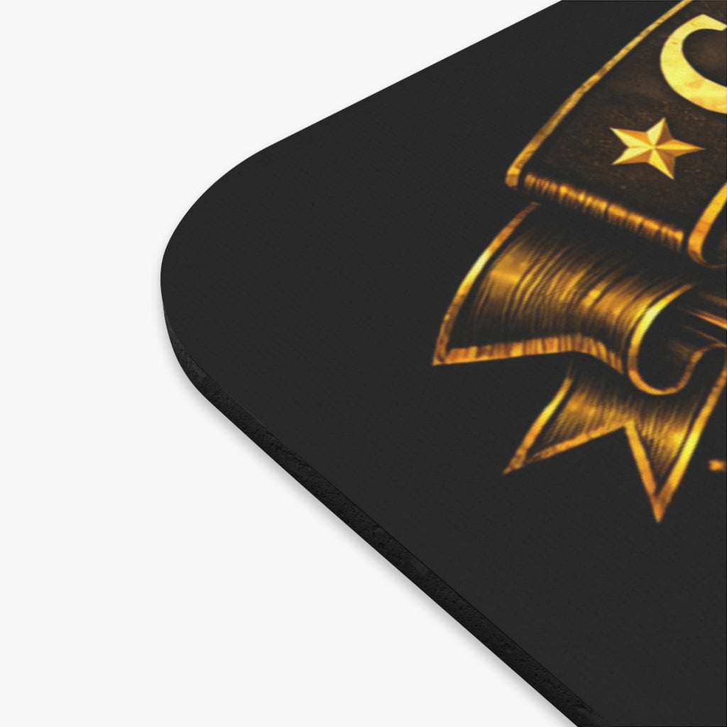 Embroidered Crescent Moon & Star Mouse Pad — Mystical Gothic Desk Mat