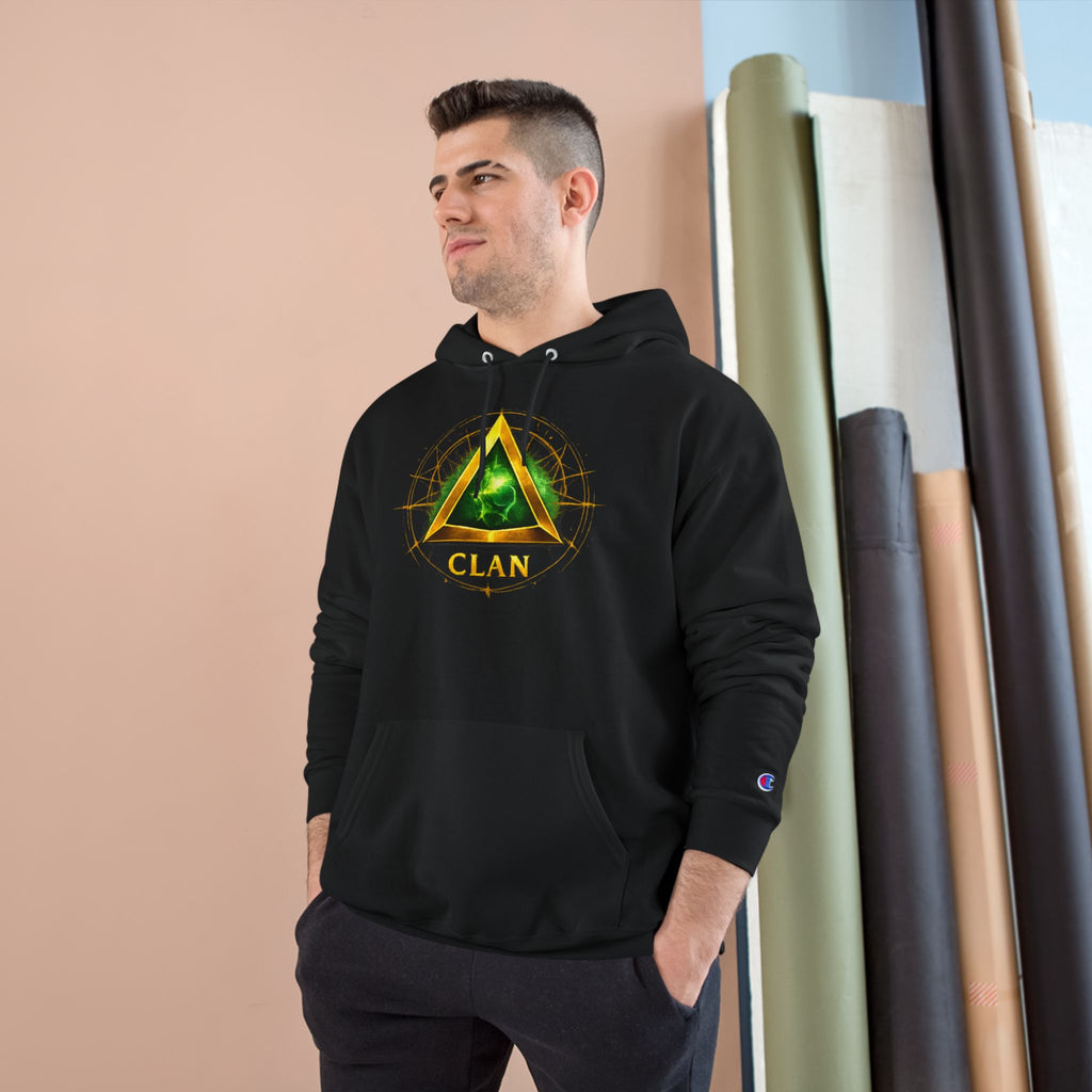 Champion Hoodie — 'Clan-Destined' Gold & Green Mystic Triangle Hooded Sweatshirt
