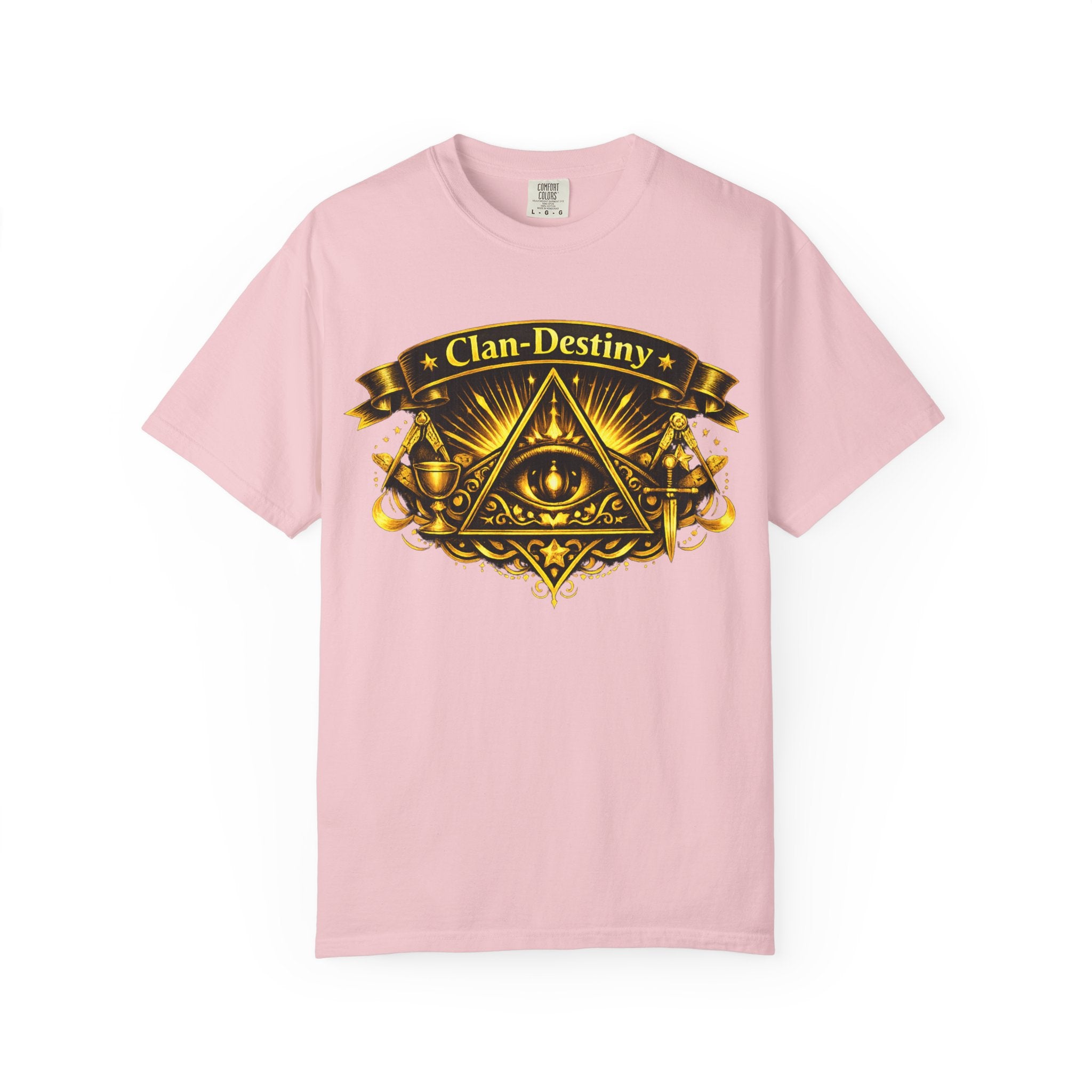 Mystic Eye T-Shirt — "Clan-Destiny" Gold Pyramid Graphic
