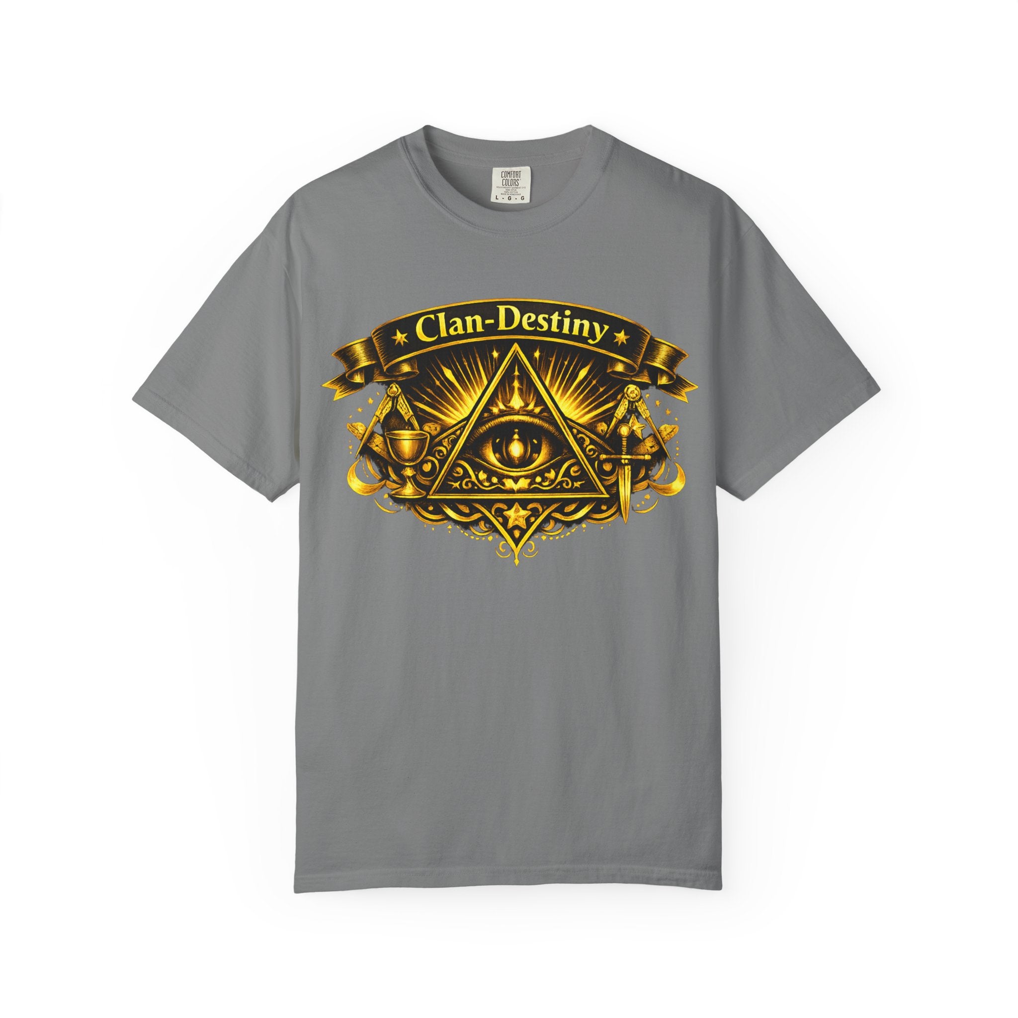 Mystic Eye T-Shirt — "Clan-Destiny" Gold Pyramid Graphic