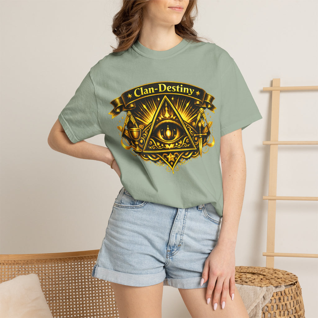 Mystic Eye T-Shirt — "Clan-Destiny" Gold Pyramid Graphic