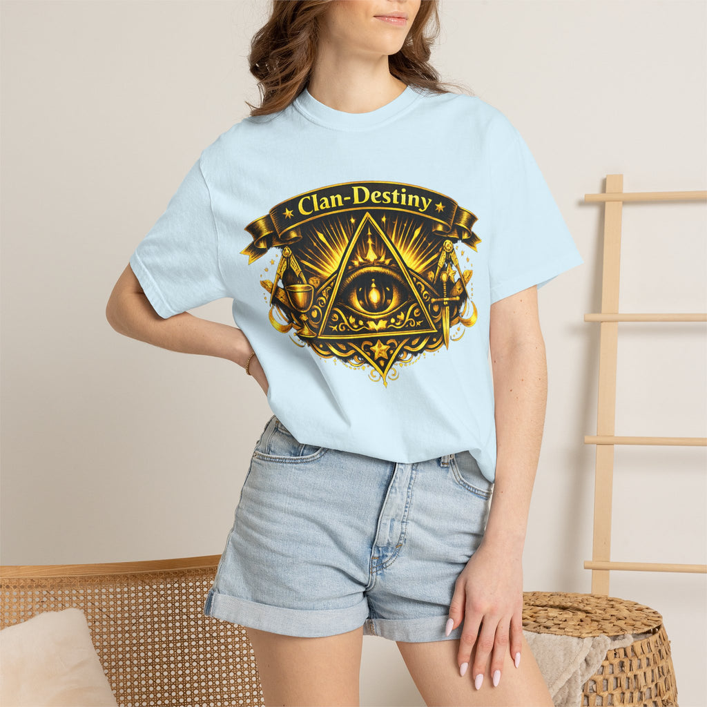 Mystic Eye T-Shirt — "Clan-Destiny" Gold Pyramid Graphic