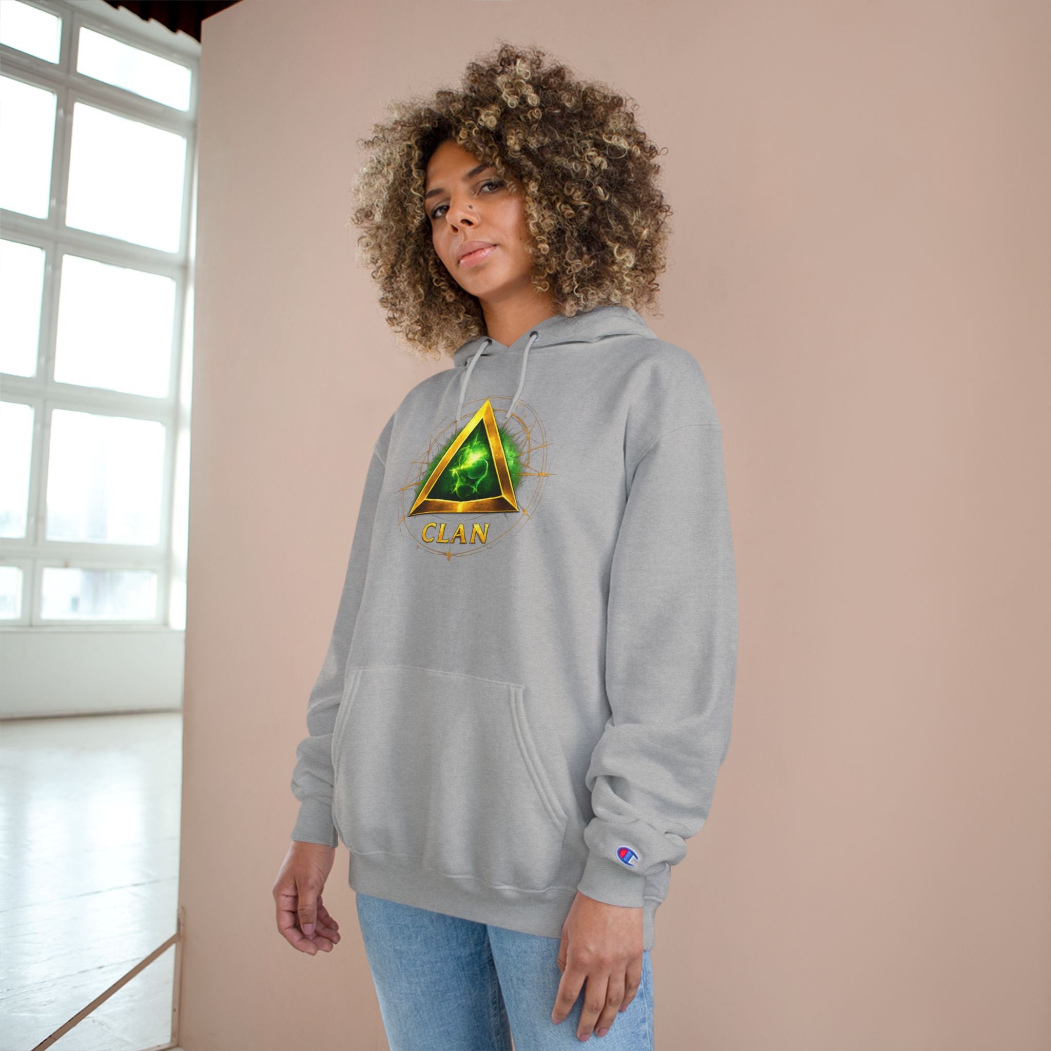 Champion Hoodie — 'Clan-Destined' Gold & Green Mystic Triangle Hooded Sweatshirt