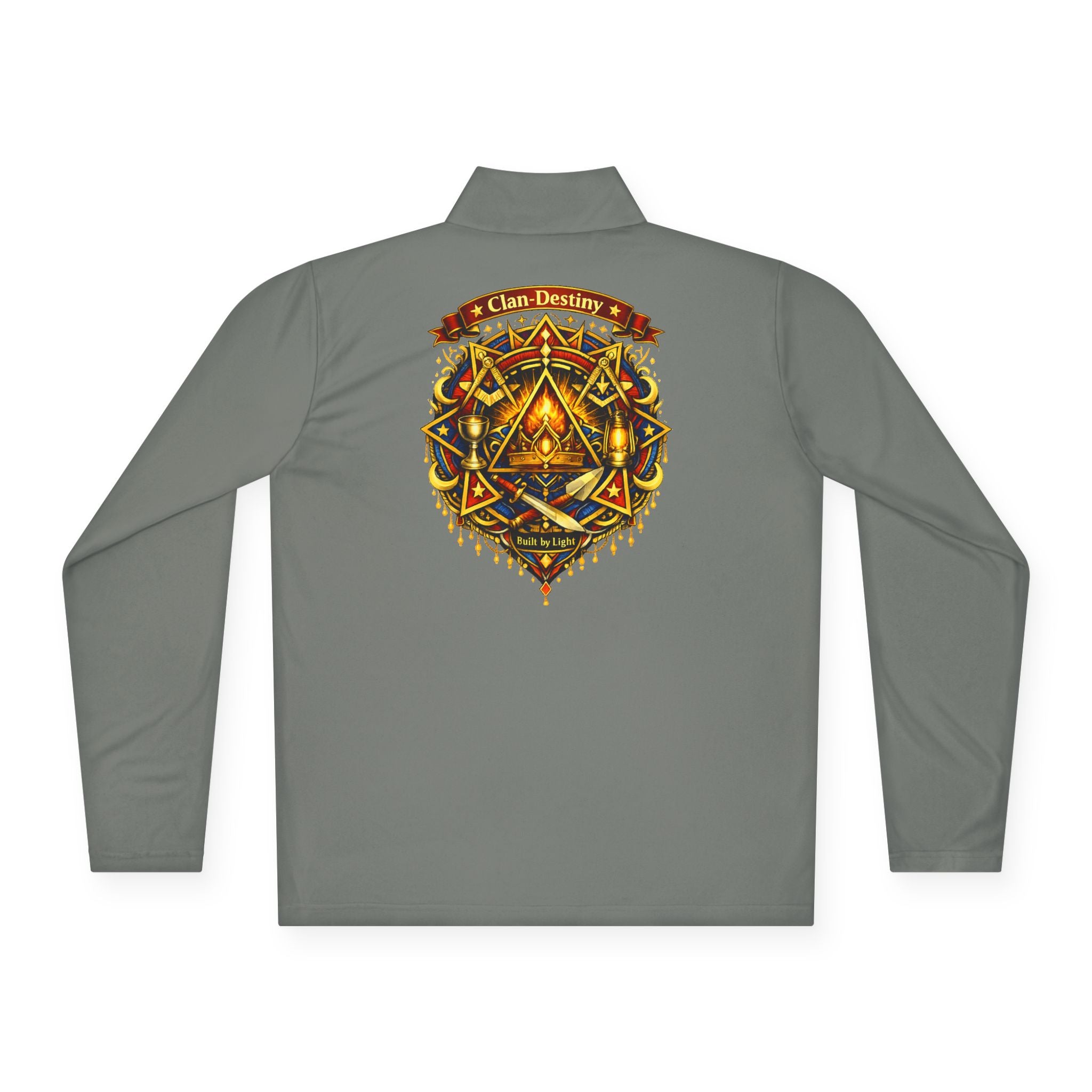 Ember Sigil Quarter-Zip Pullover — Fantasy Crest Backprint & Chest Emblem