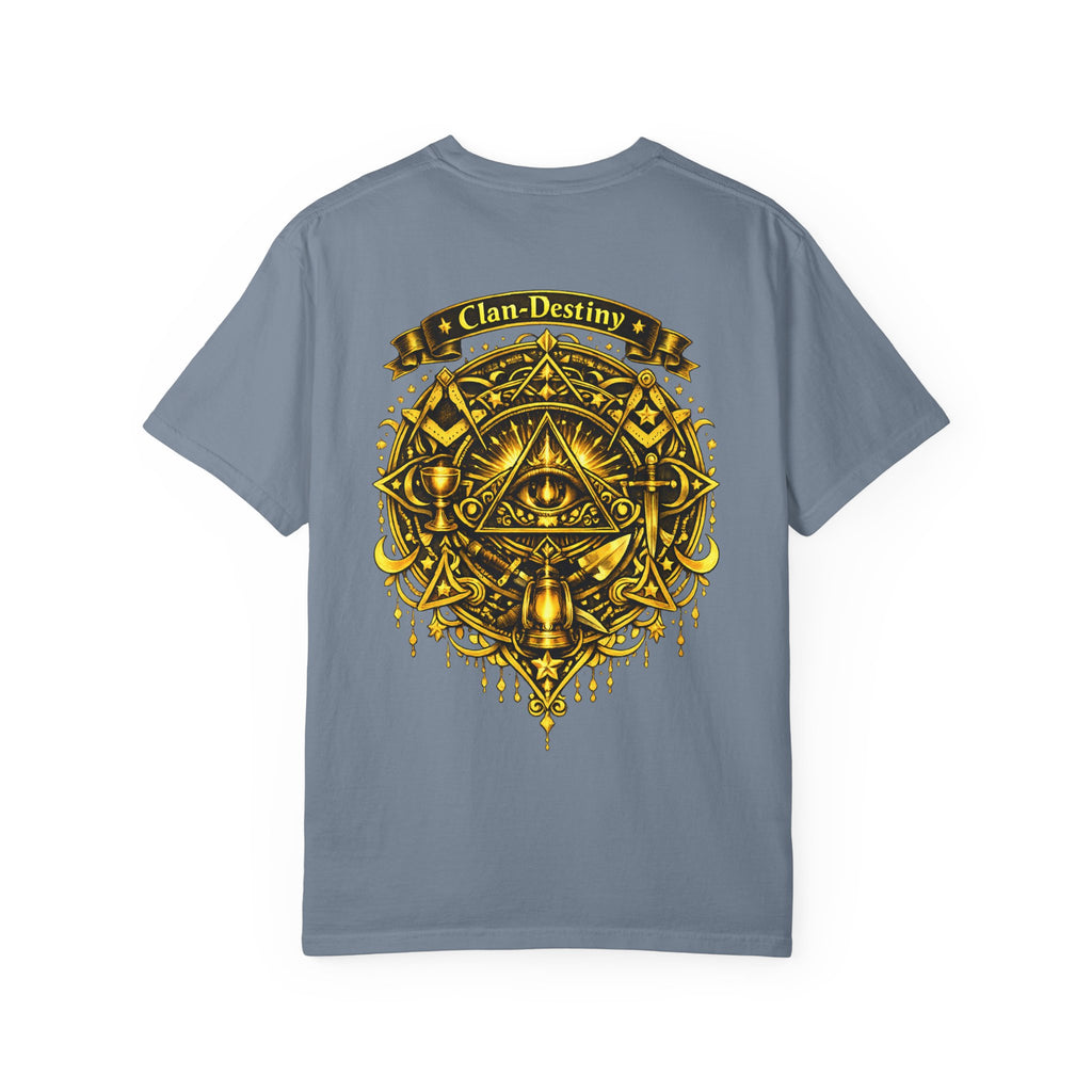 Mystic Eye T-Shirt — "Clan-Destiny" Gold Pyramid Graphic