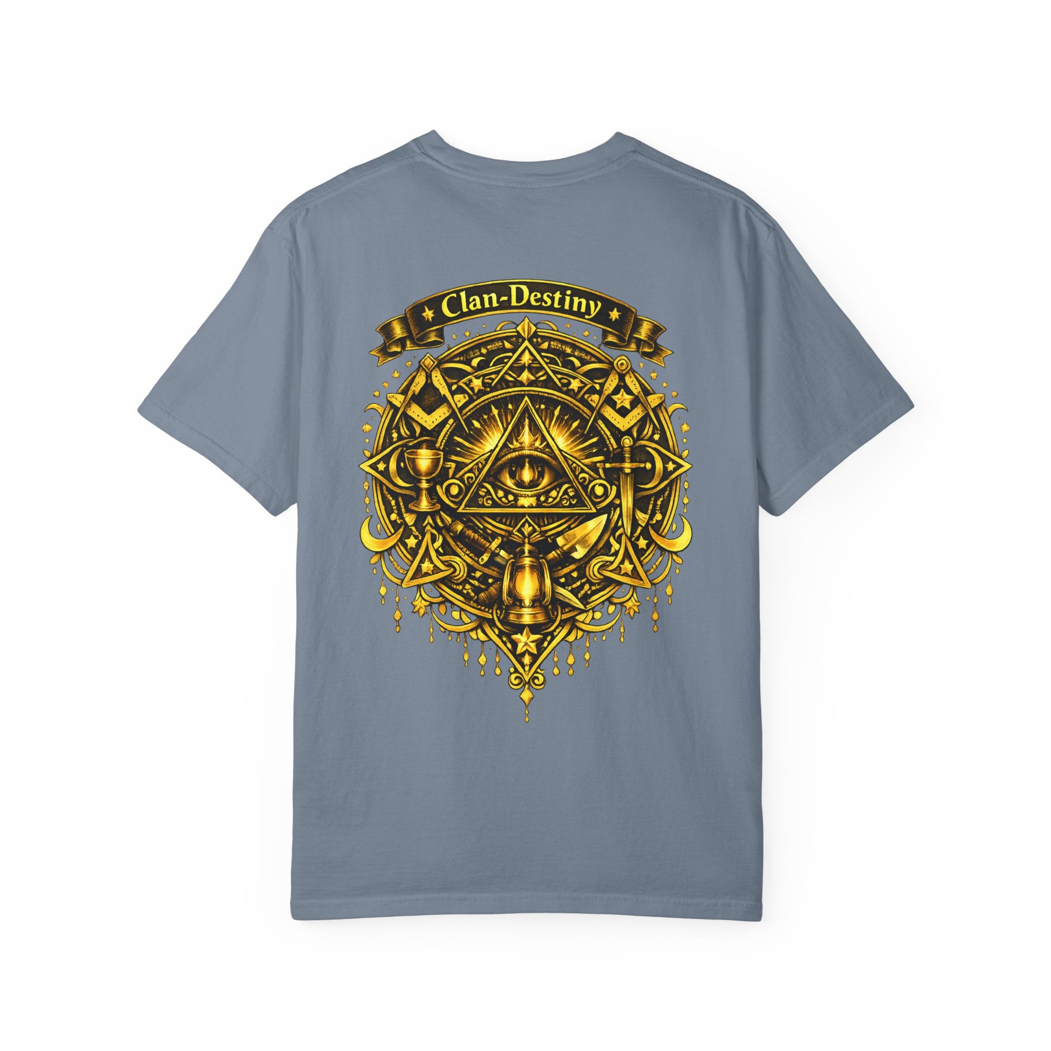 Mystic Eye T-Shirt — "Clan-Destiny" Gold Pyramid Graphic