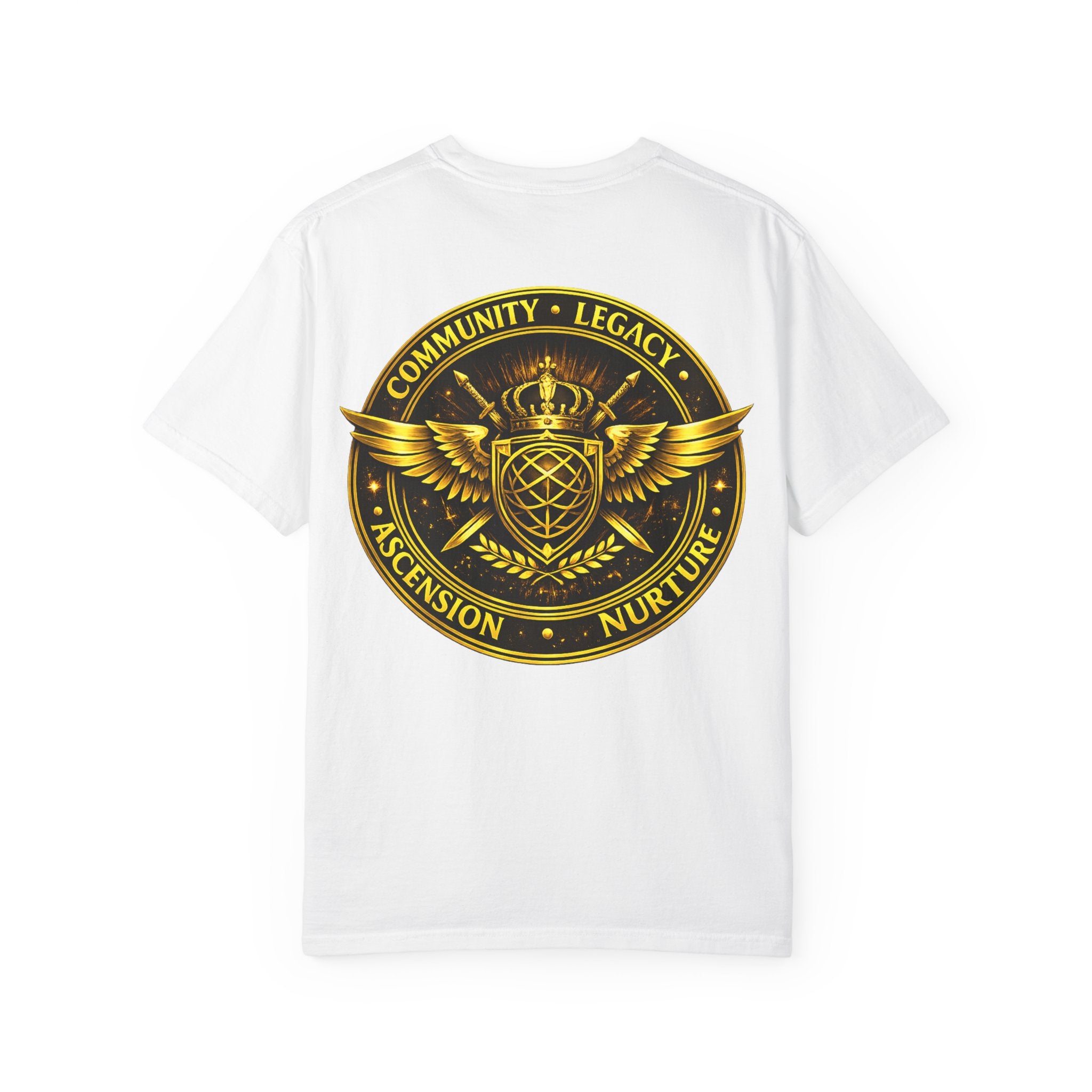 Clan-Destined Graphic T-Shirt — Gold Crown & Wings Emblem
