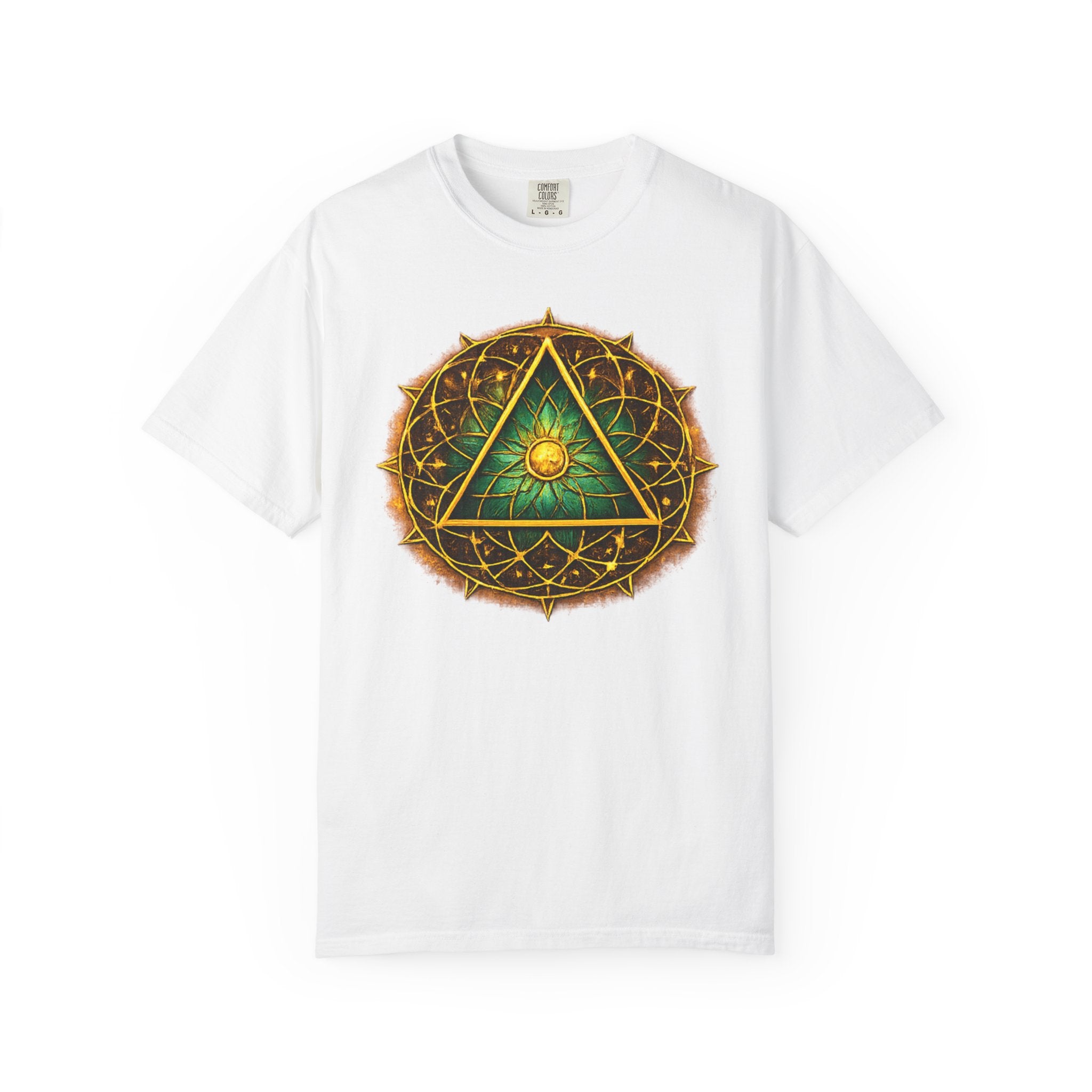 Mystic Sigil T-Shirt — Golden All-Seeing Eye & Esoteric Symbols Graphic Tee