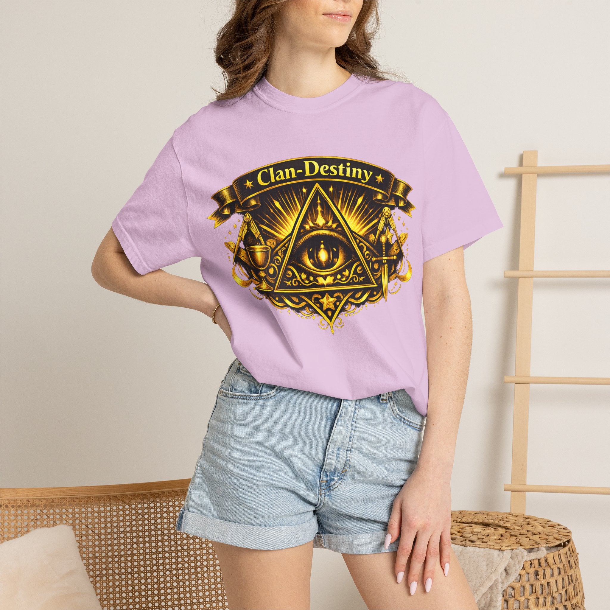 Mystic Eye T-Shirt — "Clan-Destiny" Gold Pyramid Graphic