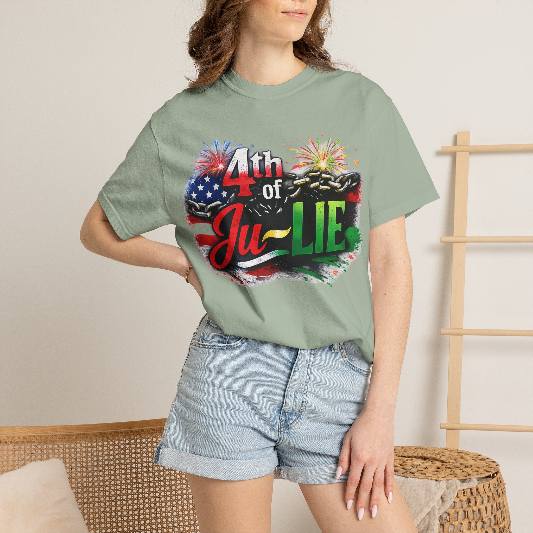 4th of Ju-LIE Graphic T-Shirt – Patriotic Fireworks Independence Day Tee
