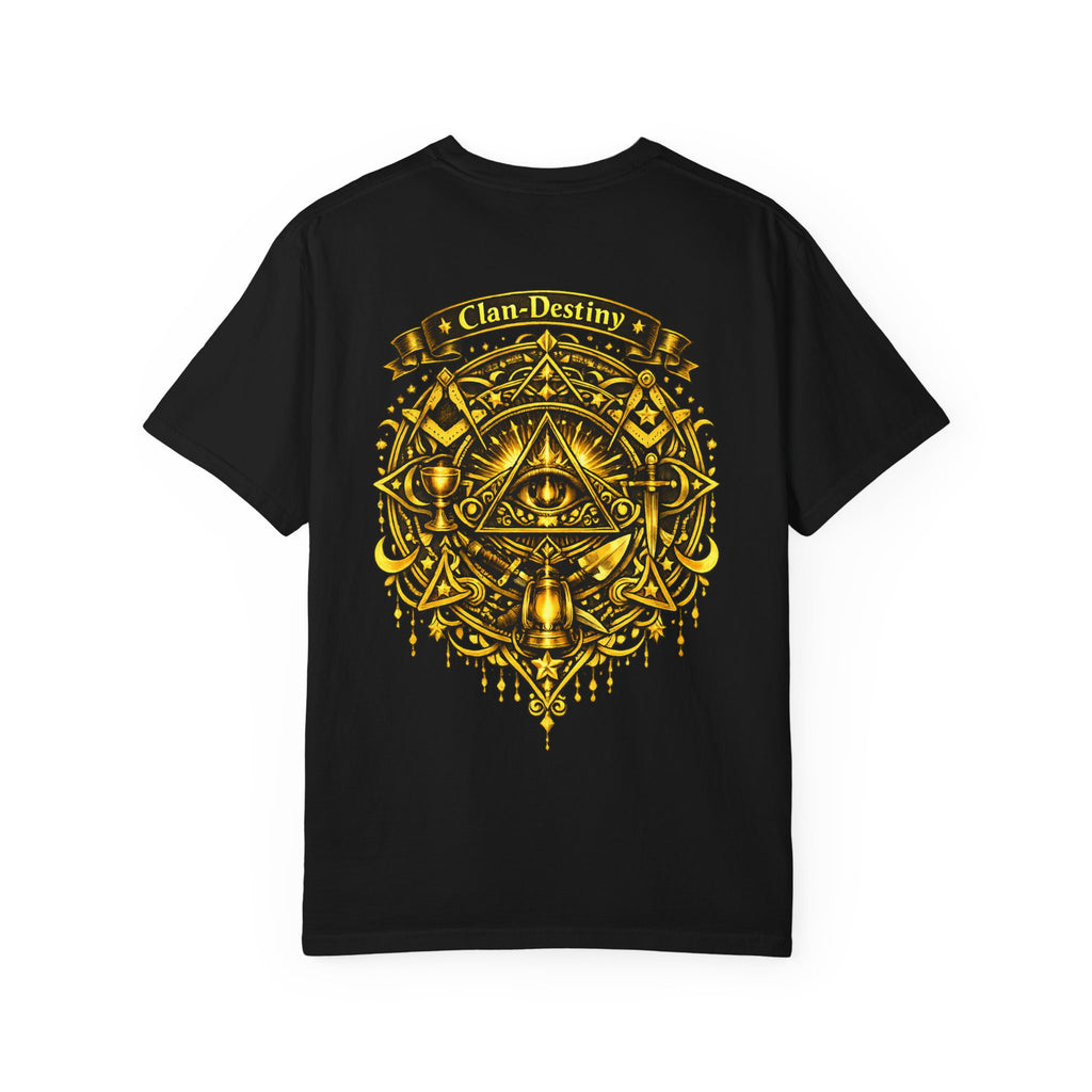 Mystic Eye T-Shirt — "Clan-Destiny" Gold Pyramid Graphic