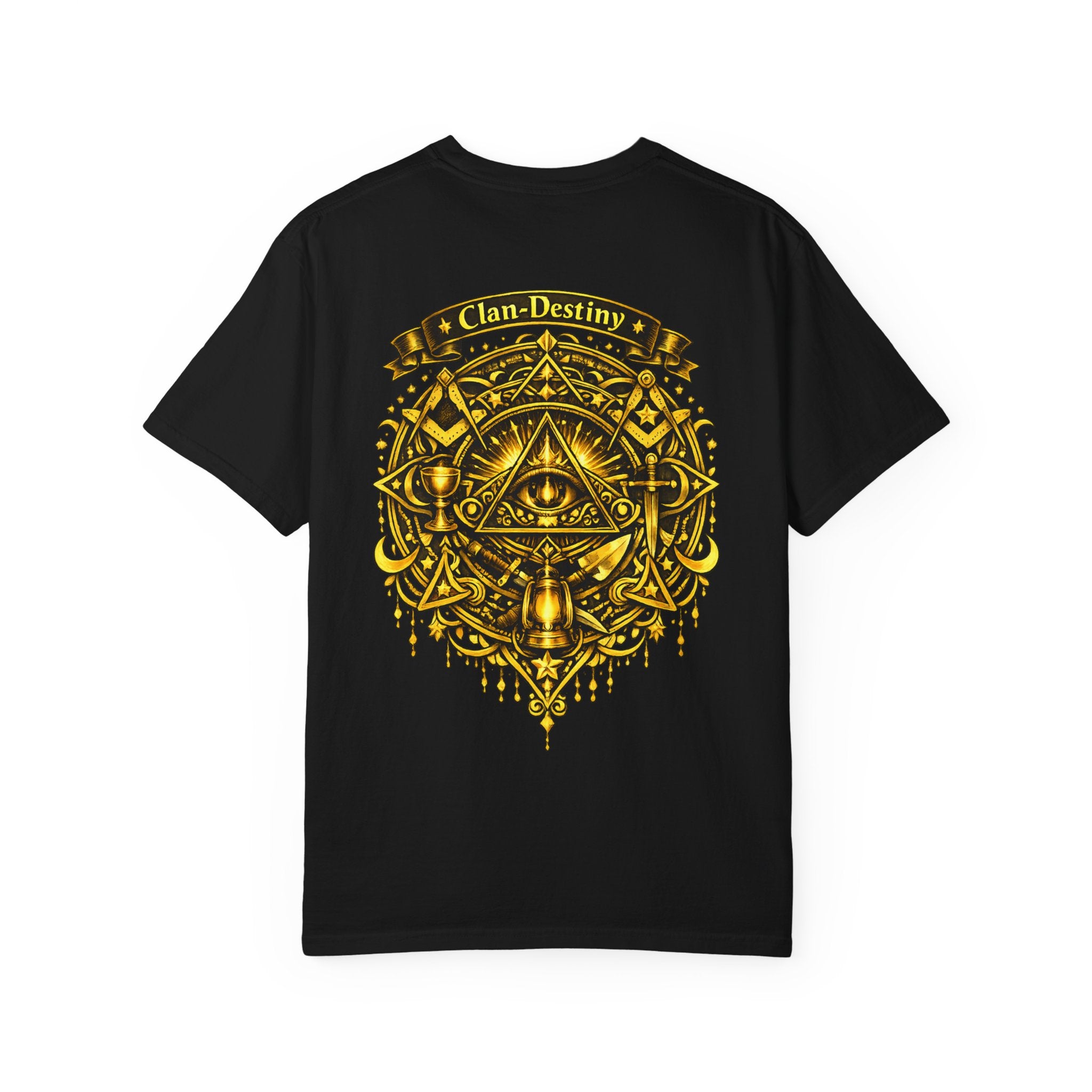 Mystic Eye T-Shirt — "Clan-Destiny" Gold Pyramid Graphic