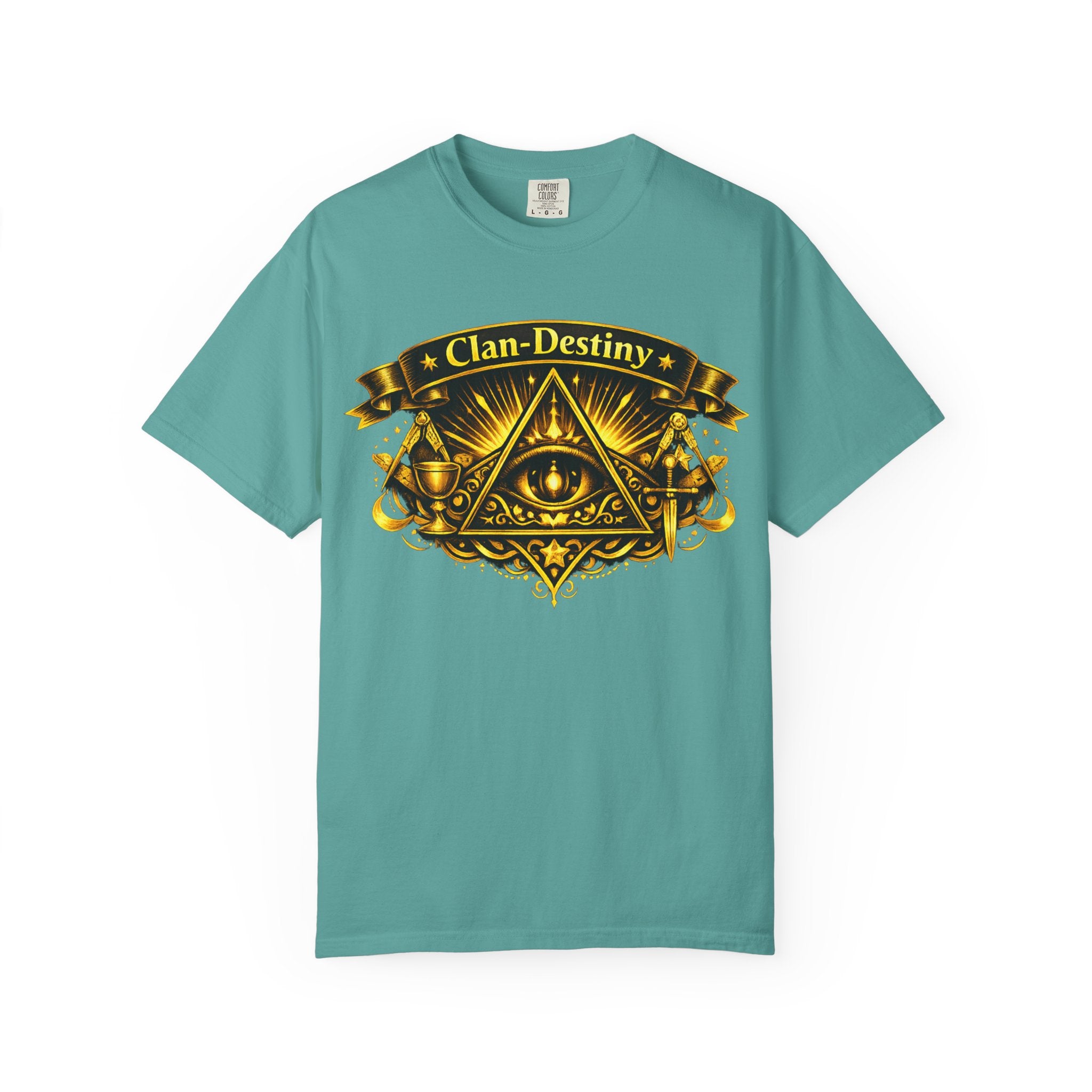 Mystic Eye T-Shirt — "Clan-Destiny" Gold Pyramid Graphic