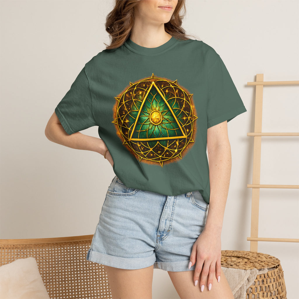 Mystic Sigil T-Shirt — Golden All-Seeing Eye & Esoteric Symbols Graphic Tee