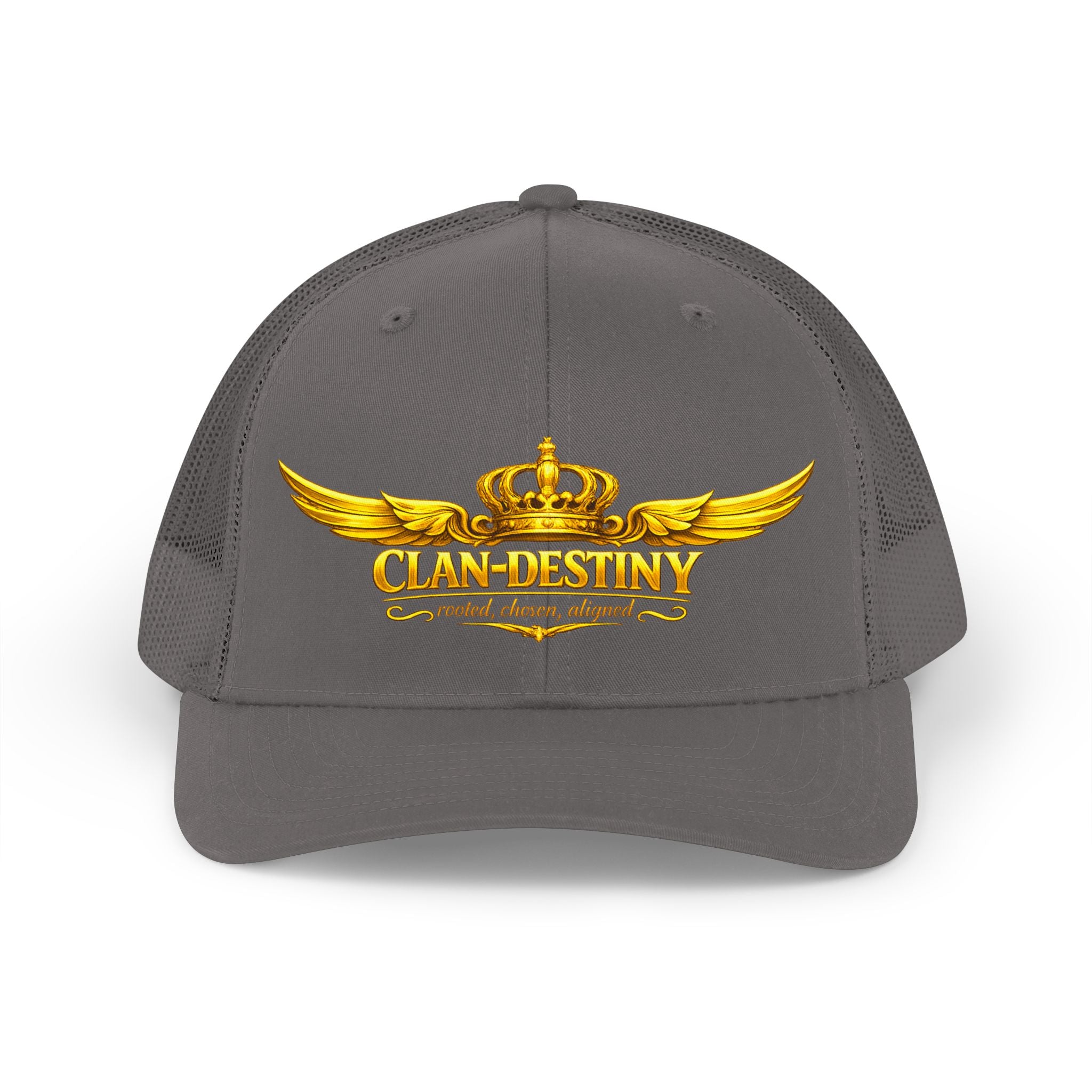 Retro Trucker Hat — Gold Crown Wings "Clan Destiny" Logo