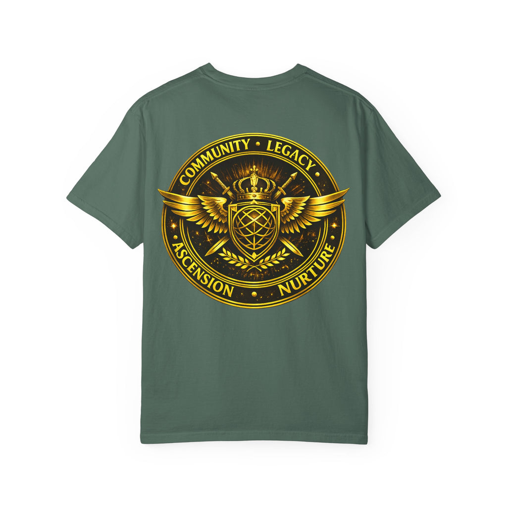 Clan-Destined Graphic T-Shirt — Gold Crown & Wings Emblem