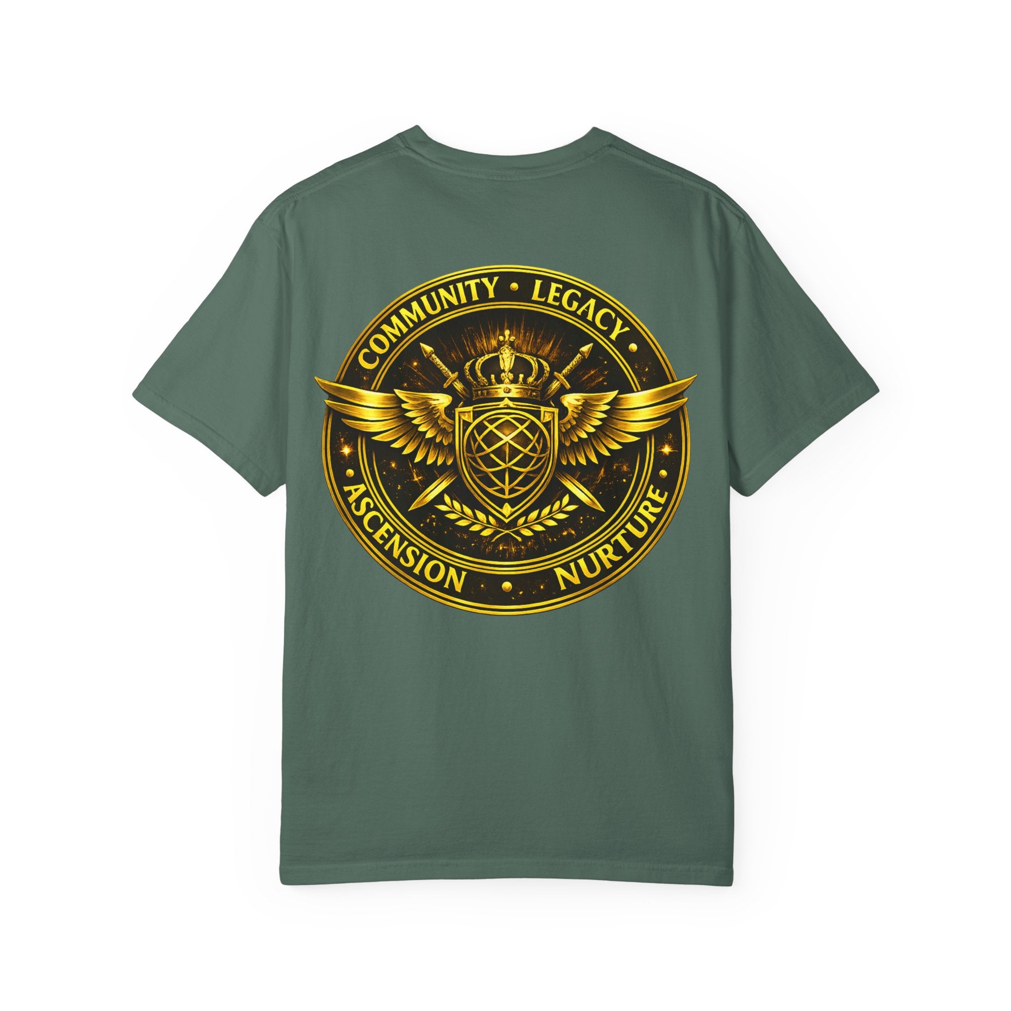 Clan-Destined Graphic T-Shirt — Gold Crown & Wings Emblem