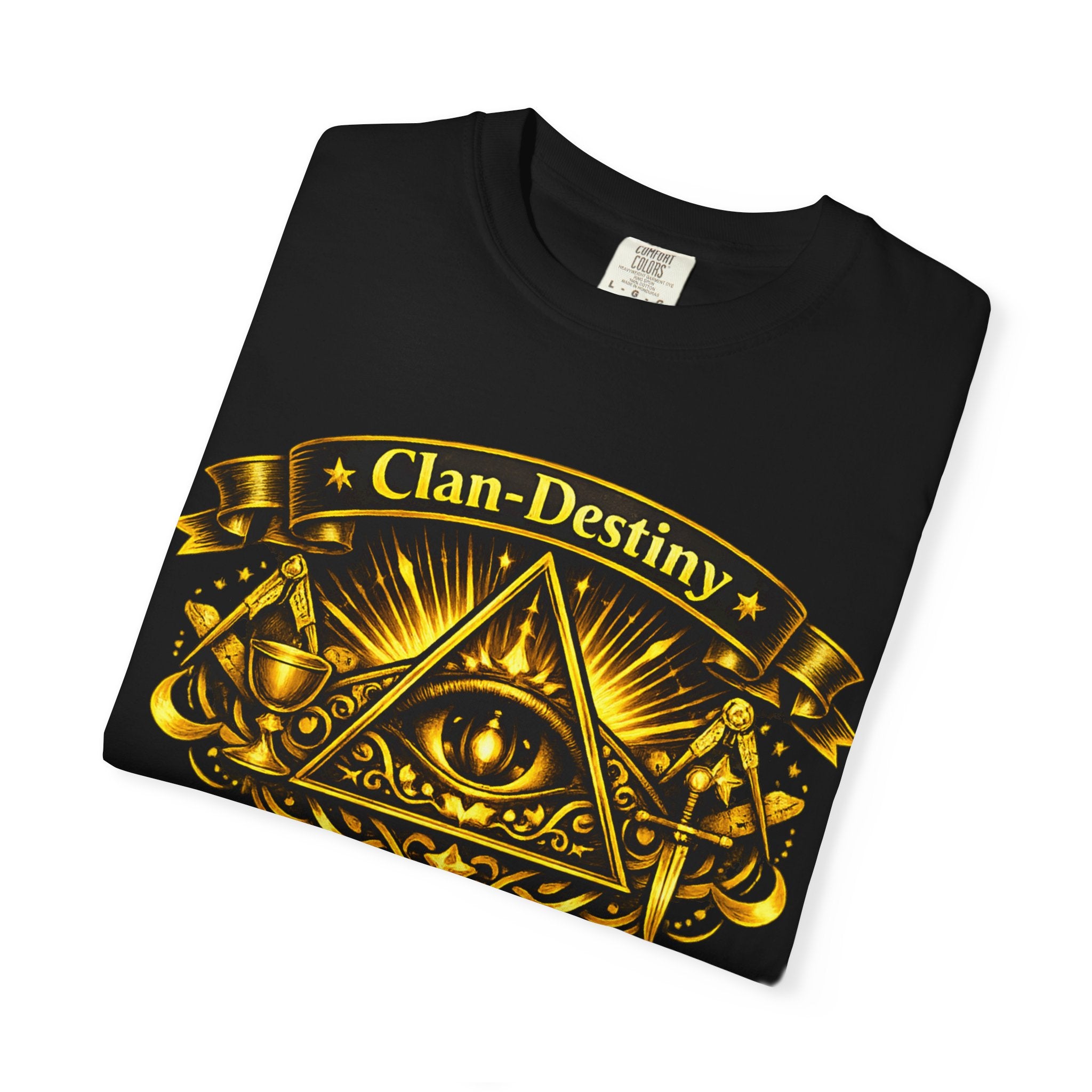Mystic Eye T-Shirt — "Clan-Destiny" Gold Pyramid Graphic