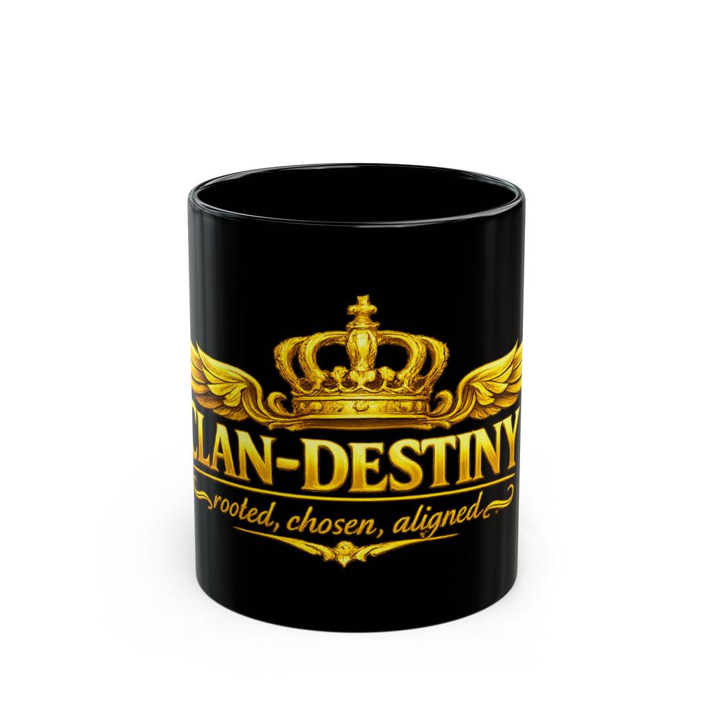 Black Mug — 'Plan-Destiny' Gold Crest Coffee Mug (11oz/15oz)