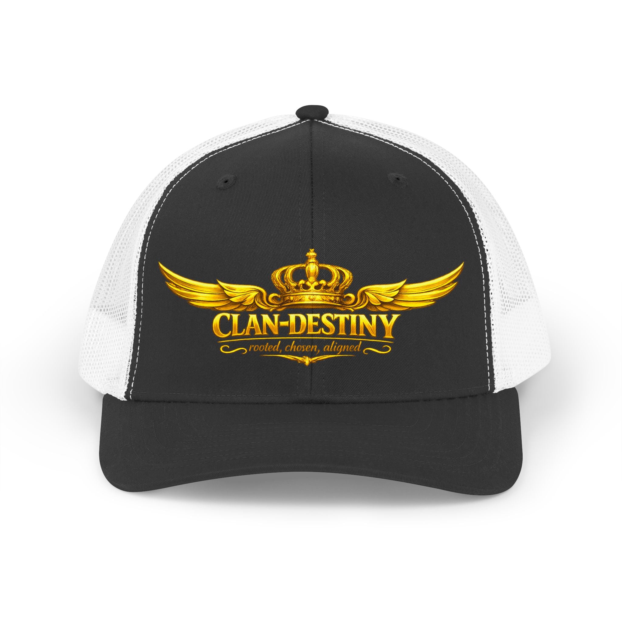 Retro Trucker Hat — Gold Crown Wings "Clan Destiny" Logo