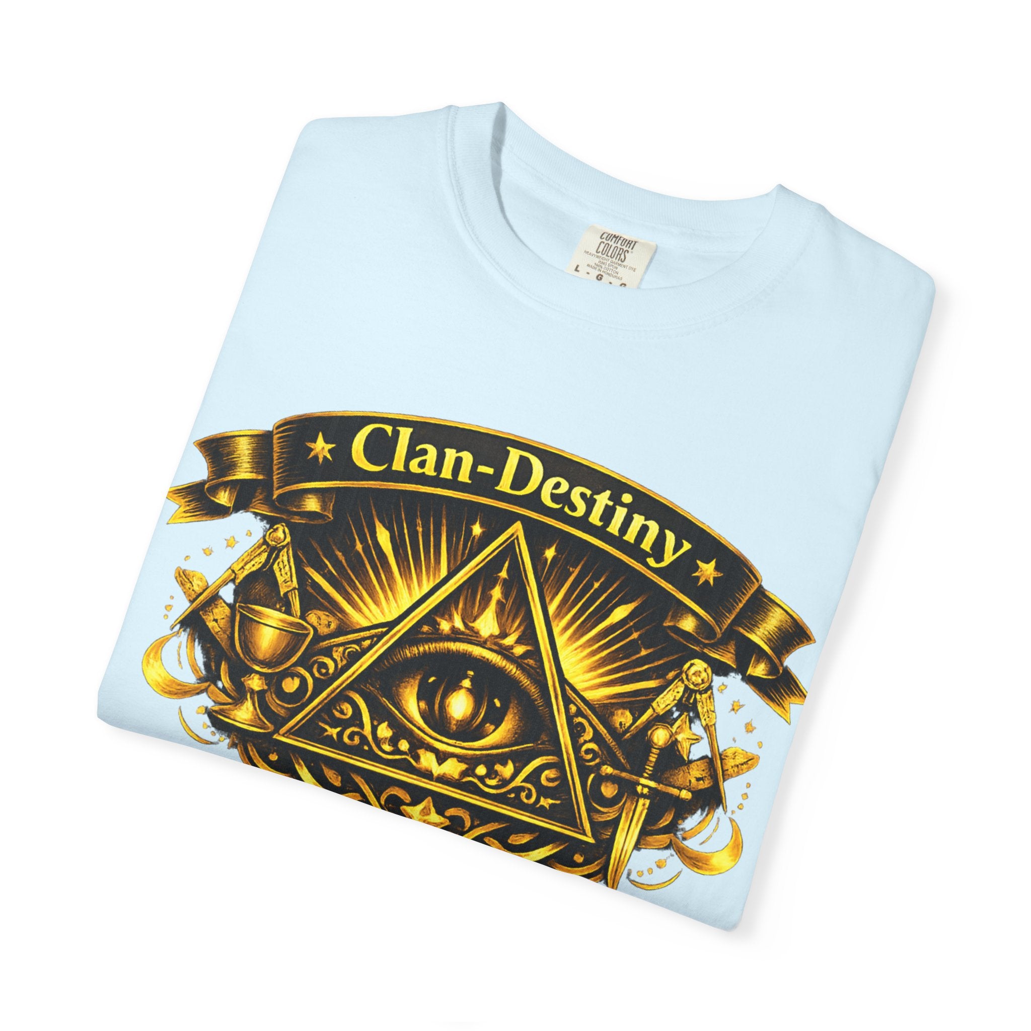 Mystic Eye T-Shirt — "Clan-Destiny" Gold Pyramid Graphic