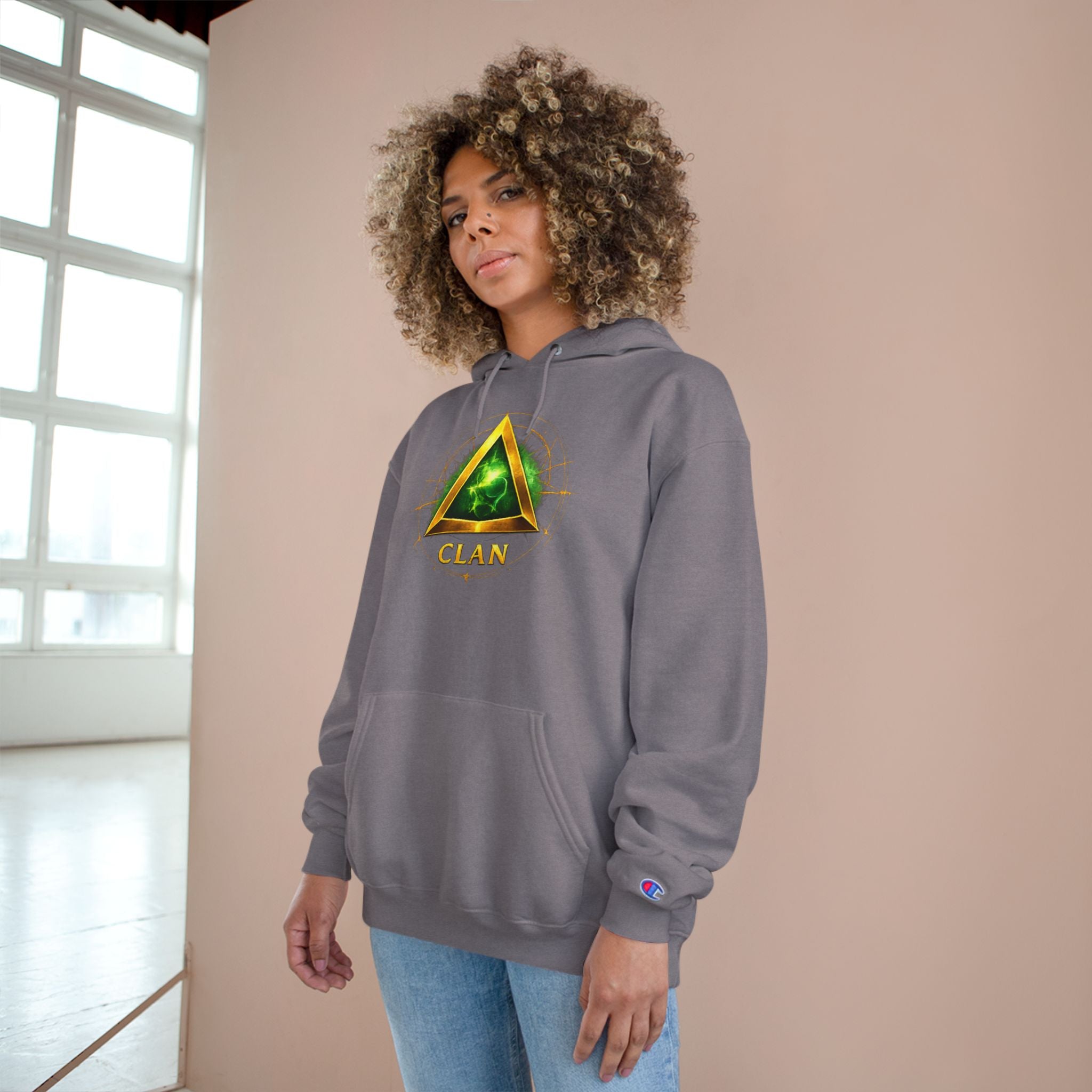 Champion Hoodie — 'Clan-Destined' Gold & Green Mystic Triangle Hooded Sweatshirt