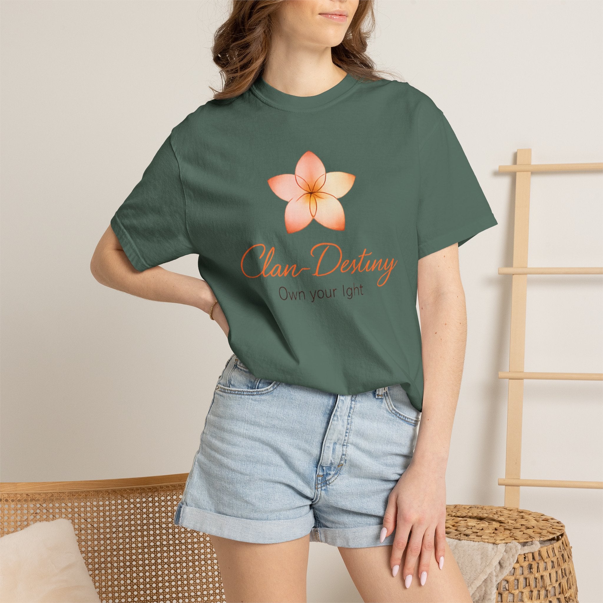 Clan-Destiny Floral Tee — "Own Your Light" Inspirational T-Shirt