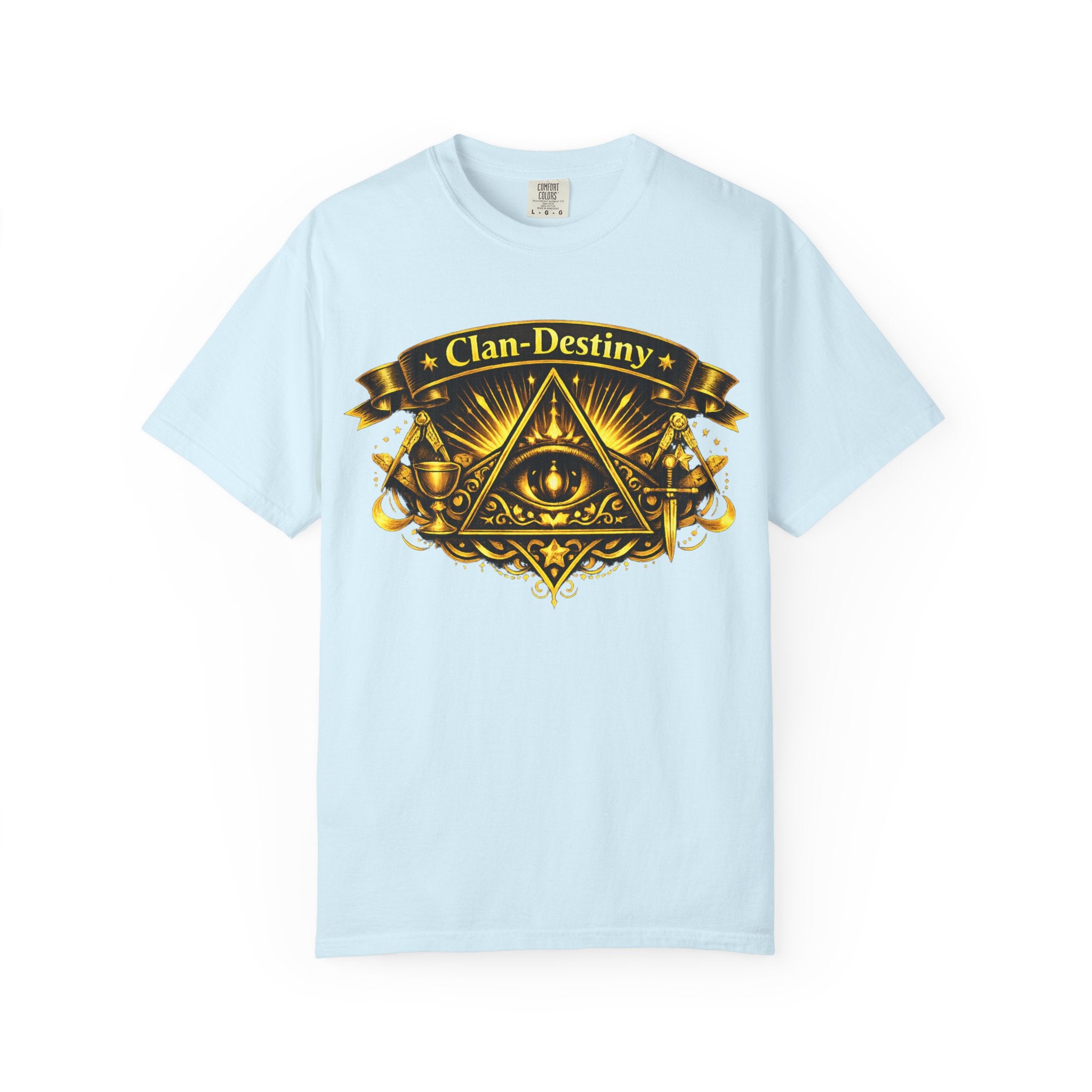 Mystic Eye T-Shirt — "Clan-Destiny" Gold Pyramid Graphic