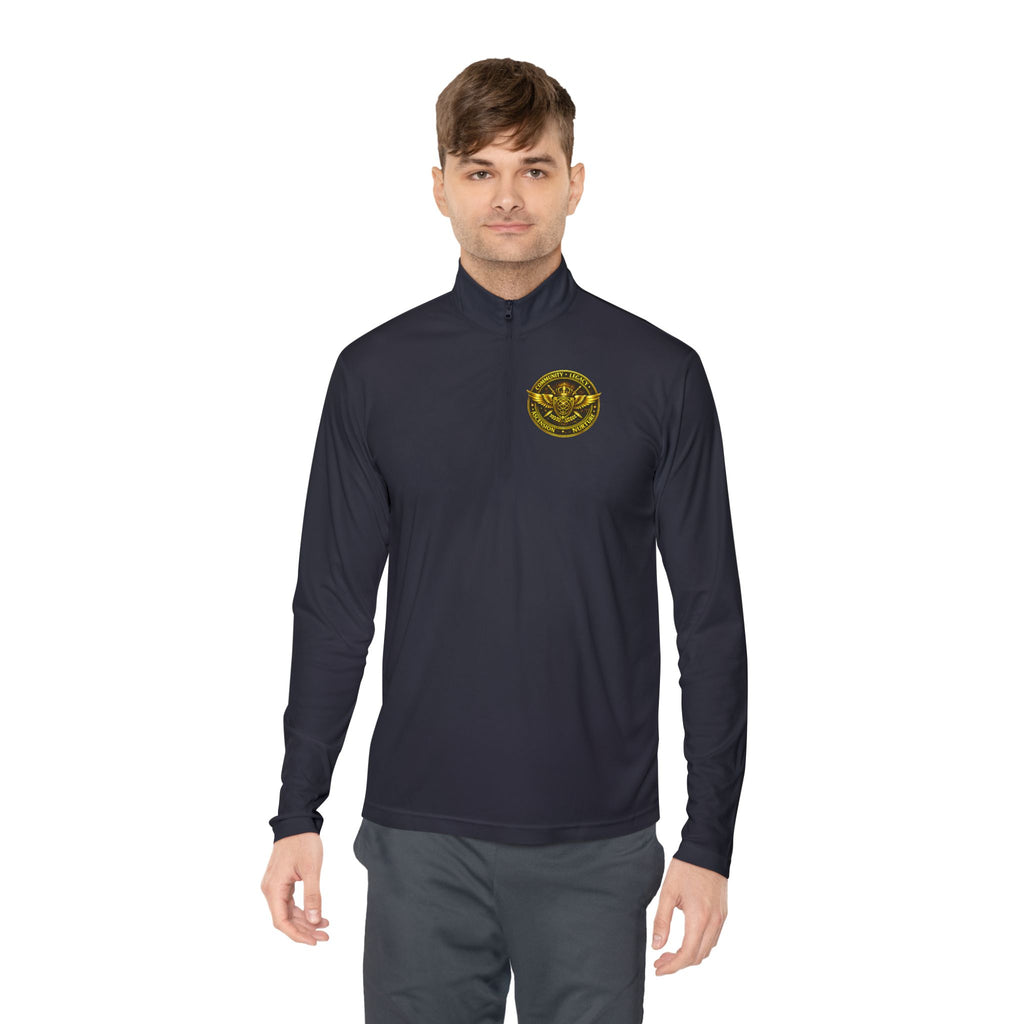 Ember Sigil Quarter-Zip Pullover — Fantasy Crest Backprint & Chest Emblem