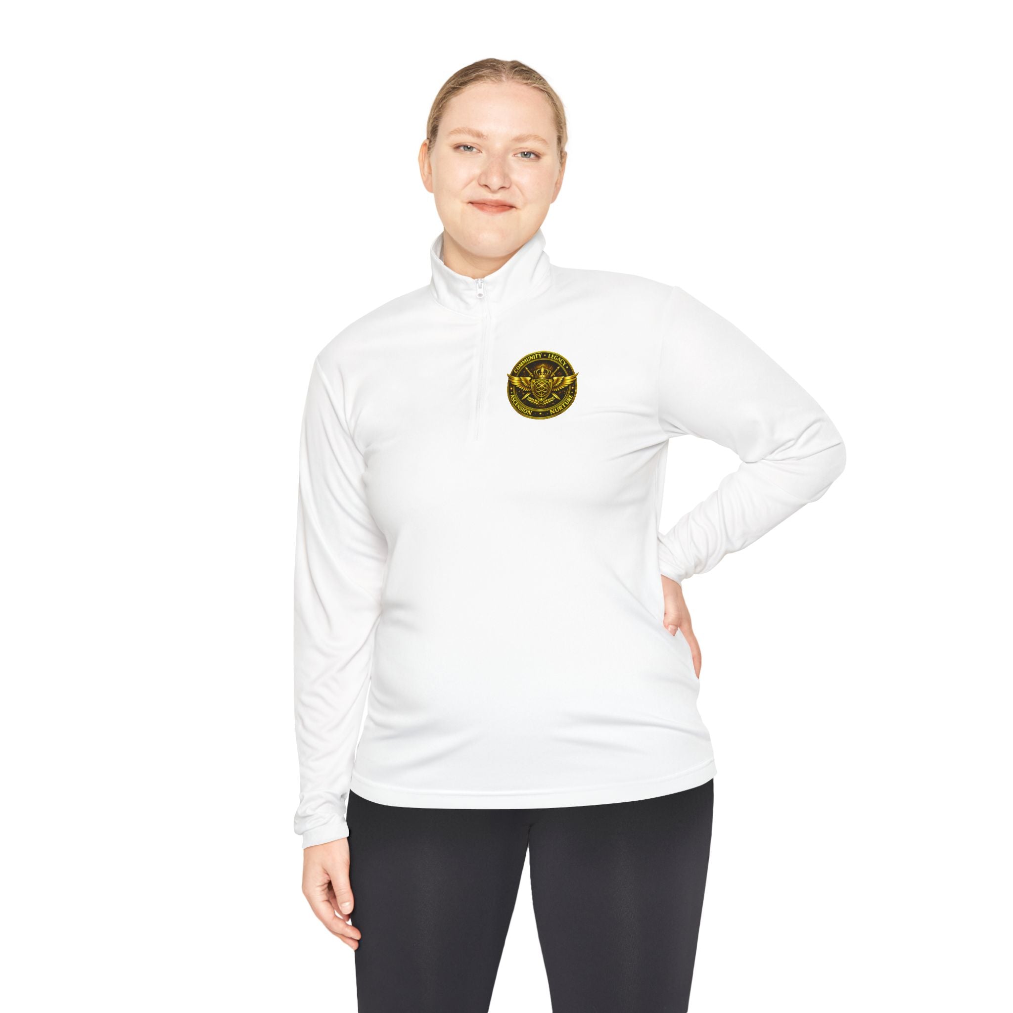 Ember Sigil Quarter-Zip Pullover — Fantasy Crest Backprint & Chest Emblem