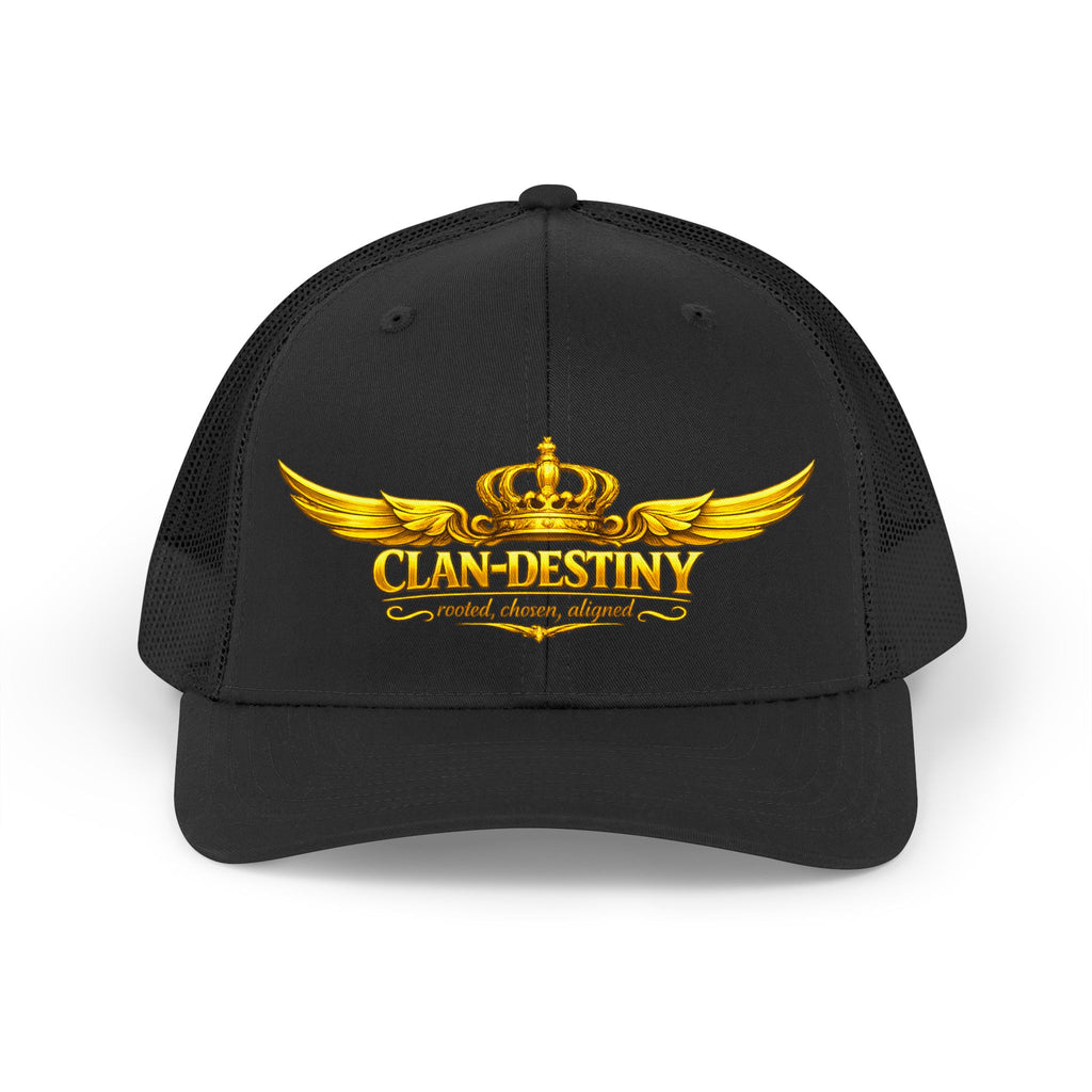 Retro Trucker Hat — Gold Crown Wings "Clan Destiny" Logo