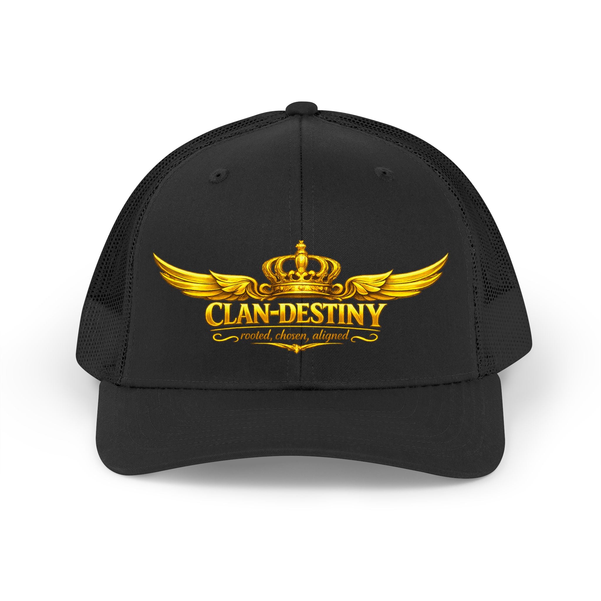 Retro Trucker Hat — Gold Crown Wings "Clan Destiny" Logo