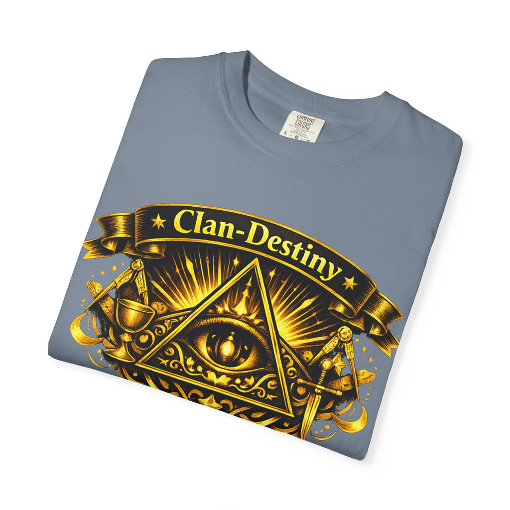 Mystic Eye T-Shirt — "Clan-Destiny" Gold Pyramid Graphic