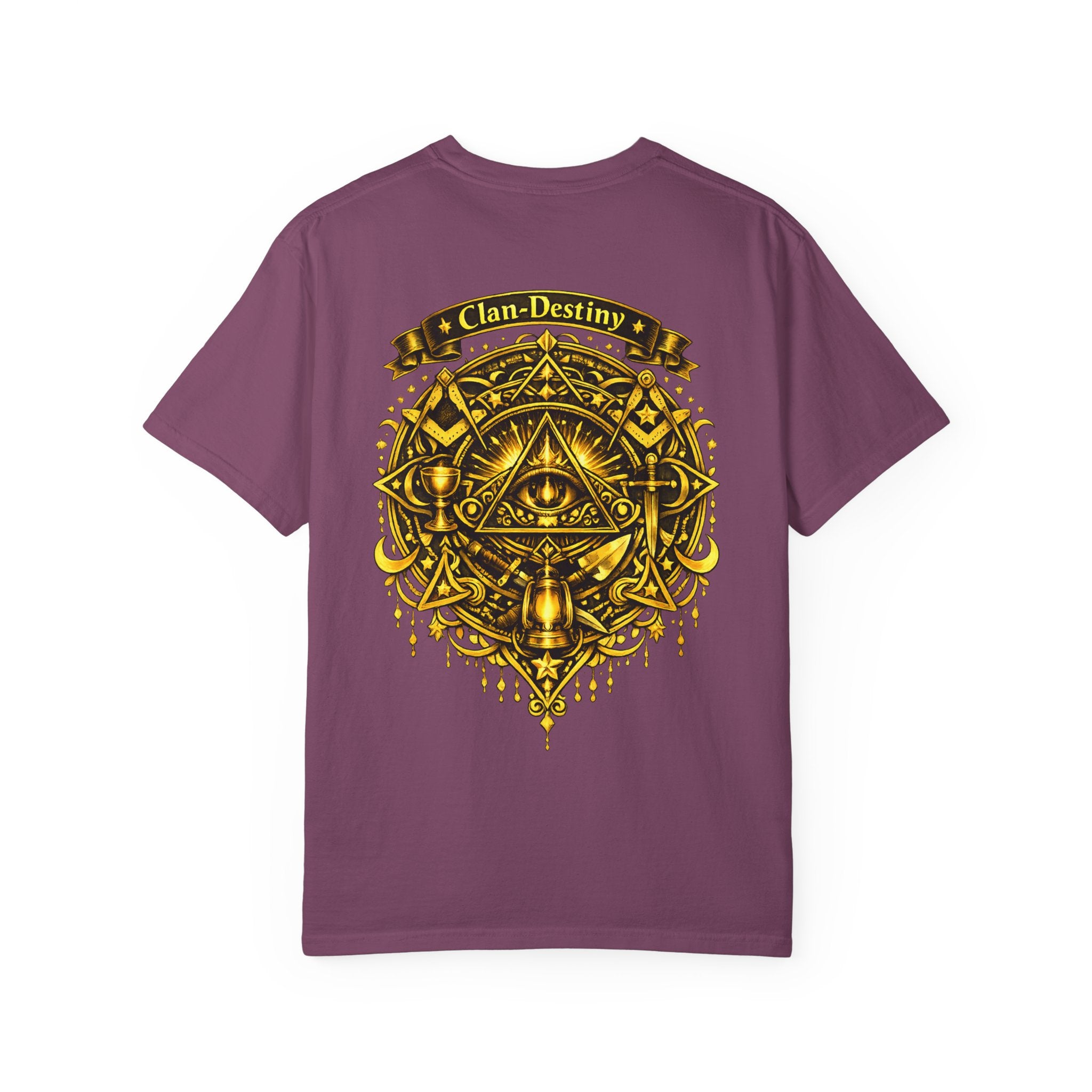 Mystic Eye T-Shirt — "Clan-Destiny" Gold Pyramid Graphic
